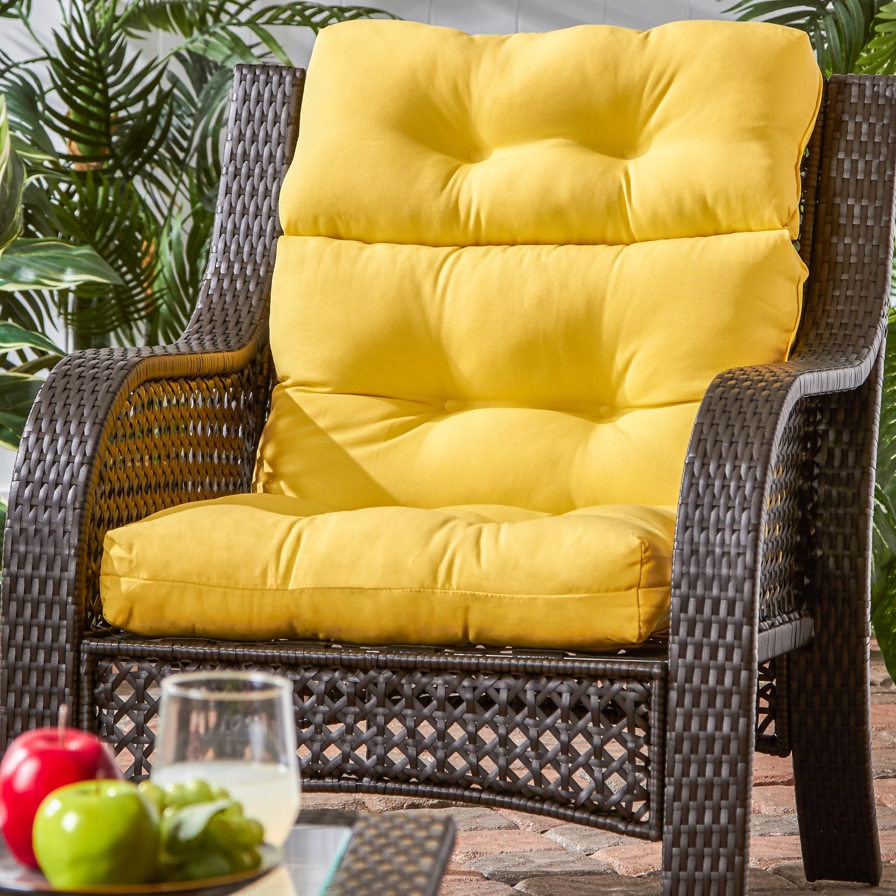 Havenside Home Driftwood 44X22 Inch 3 Section Outdoor Yellow High Back Chair Cushion