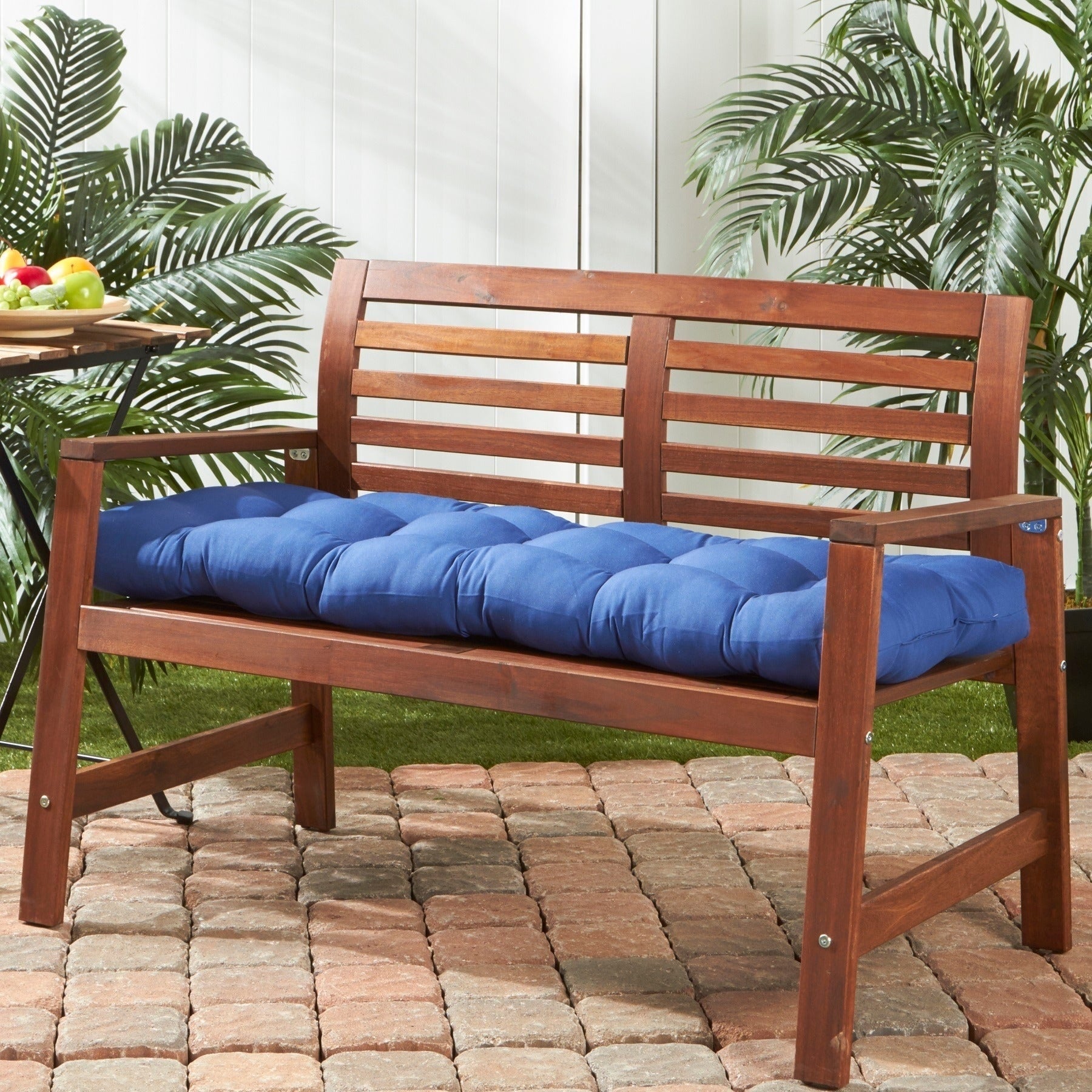 Havenside Home Driftwood 51 Inch Outdoor Marine Blue Bench Cushion
