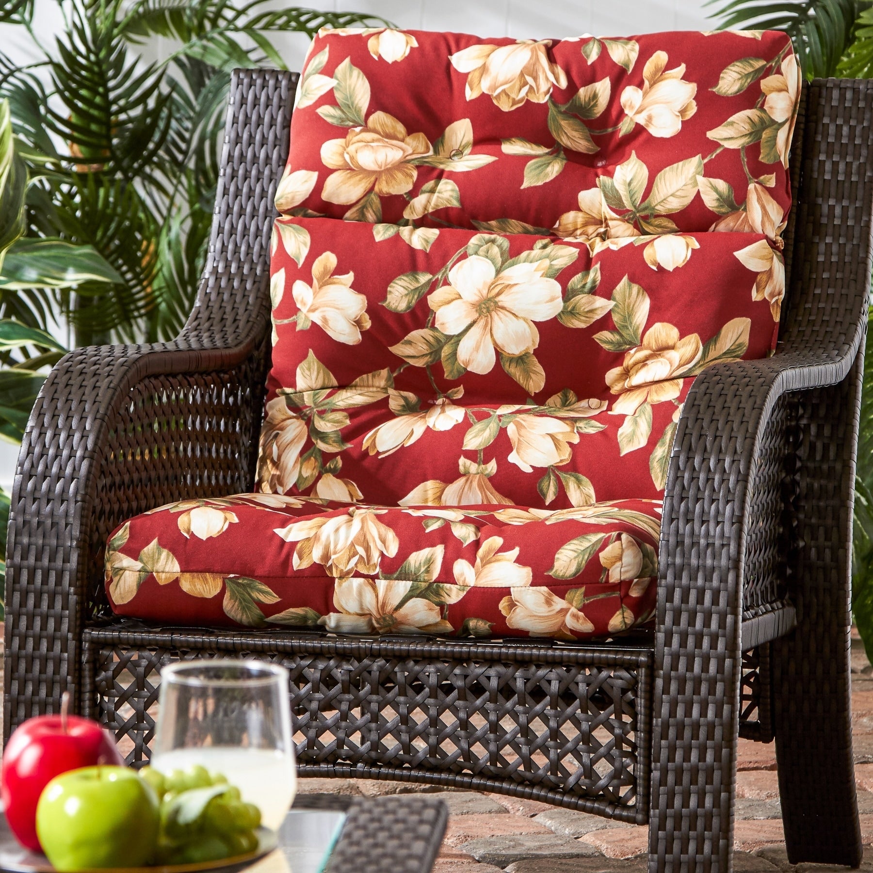 Havenside Home Dunedin 3 Section Outdoor Floral High Back Chair Cushion