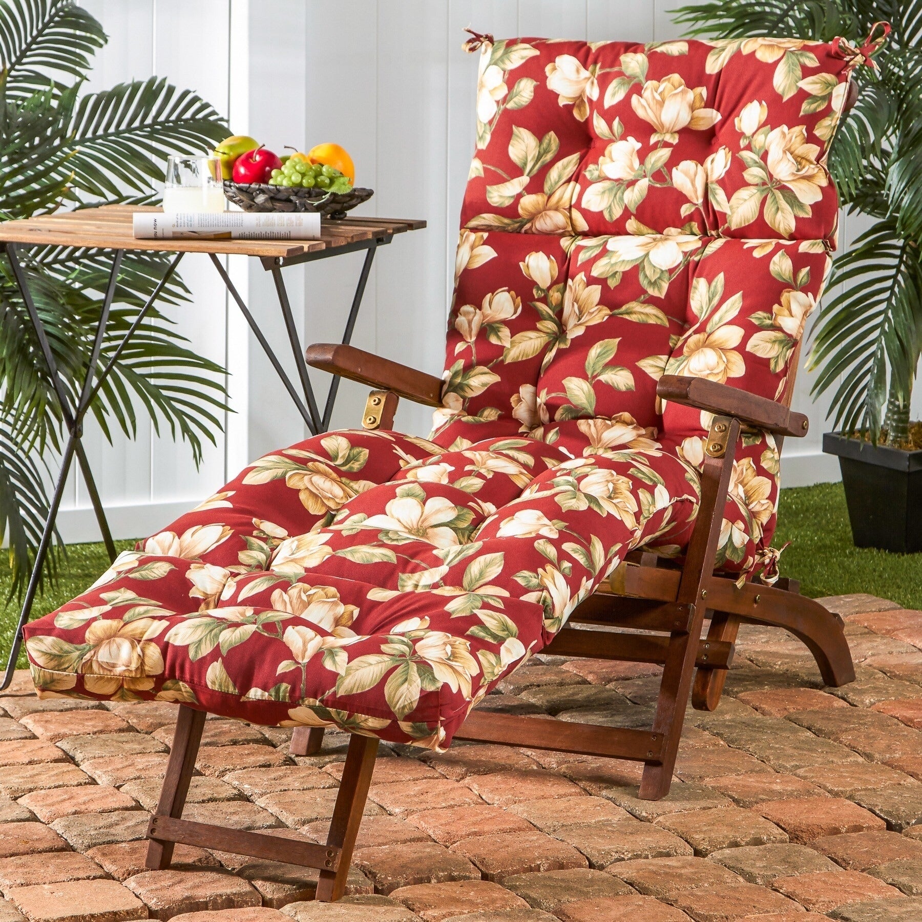 Havenside Home Dunedin 72 Inch Outdoor Floral Chaise Lounger Cushion