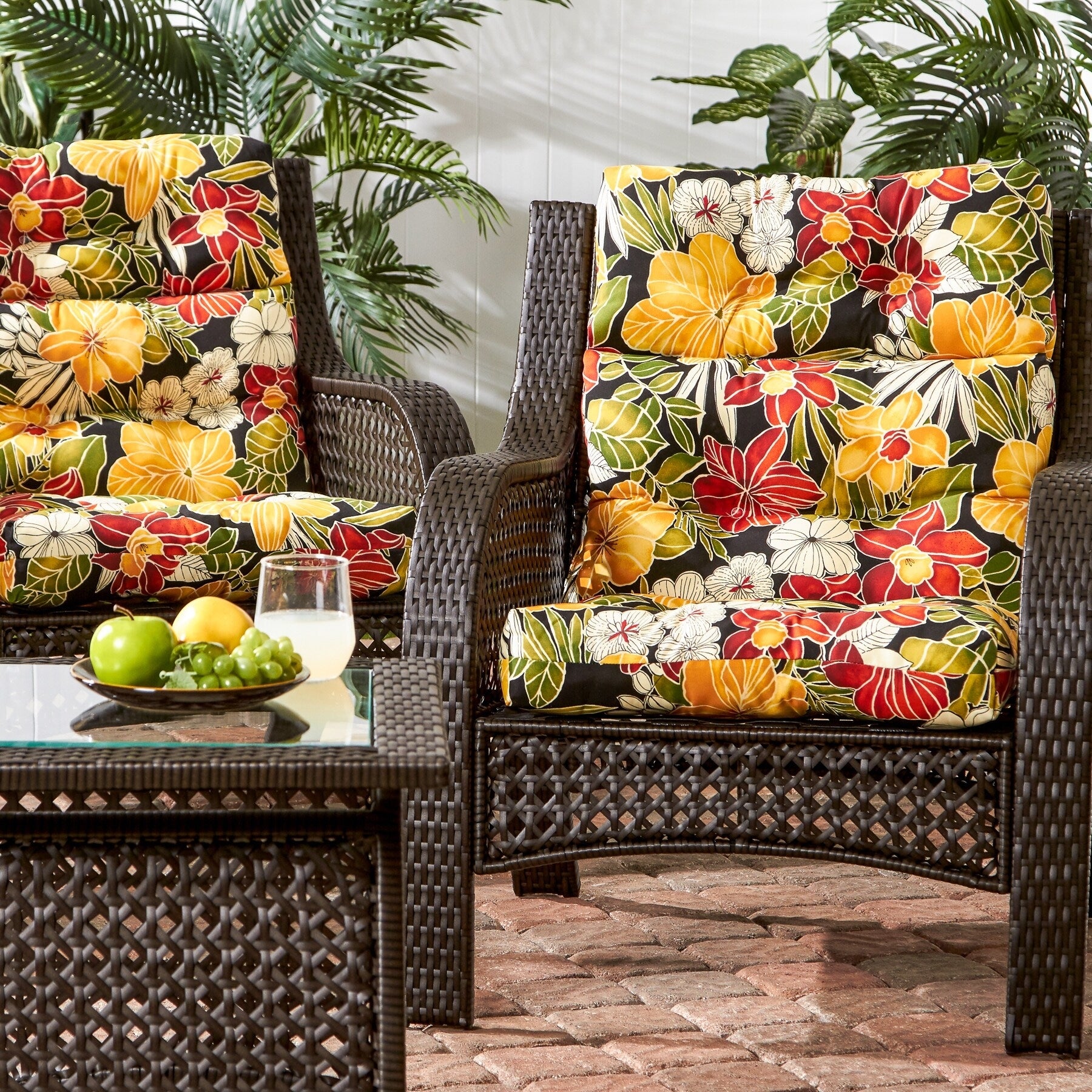 Havenside Home Edisto 3 Section 22 Inch X 44 Inch Outdoor Floral High Back Chair Cushion Set Of 2