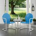 Havenside Home Howard Bay Blue And White 3 Piece Metal Outdoor Conversation Set