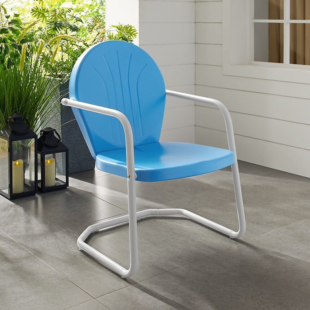 Havenside Home Howard Bay Metal Chair In Sky Blue Finish