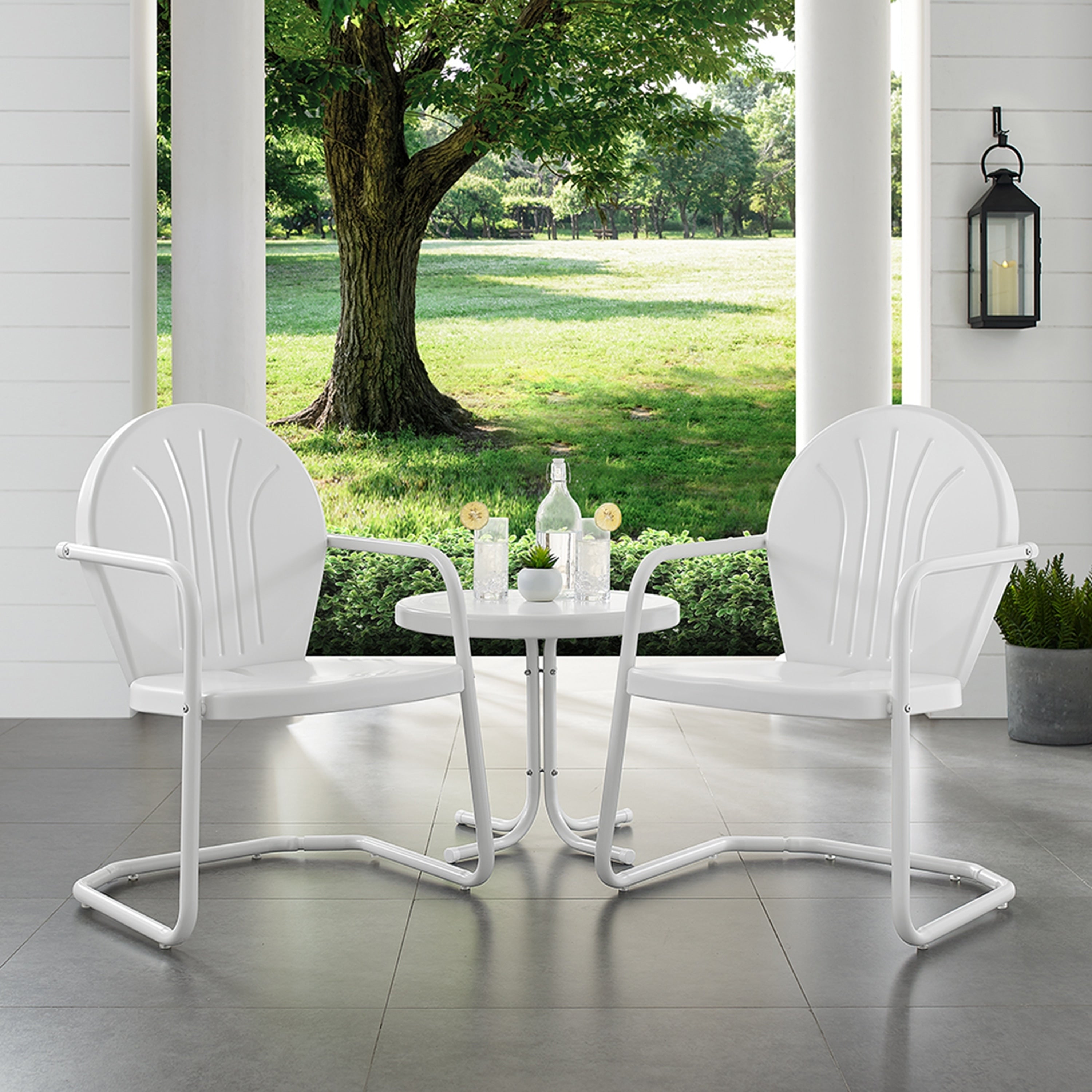 Havenside Home Howard Bay White Metal 3 Piece Outdoor Conversation Set