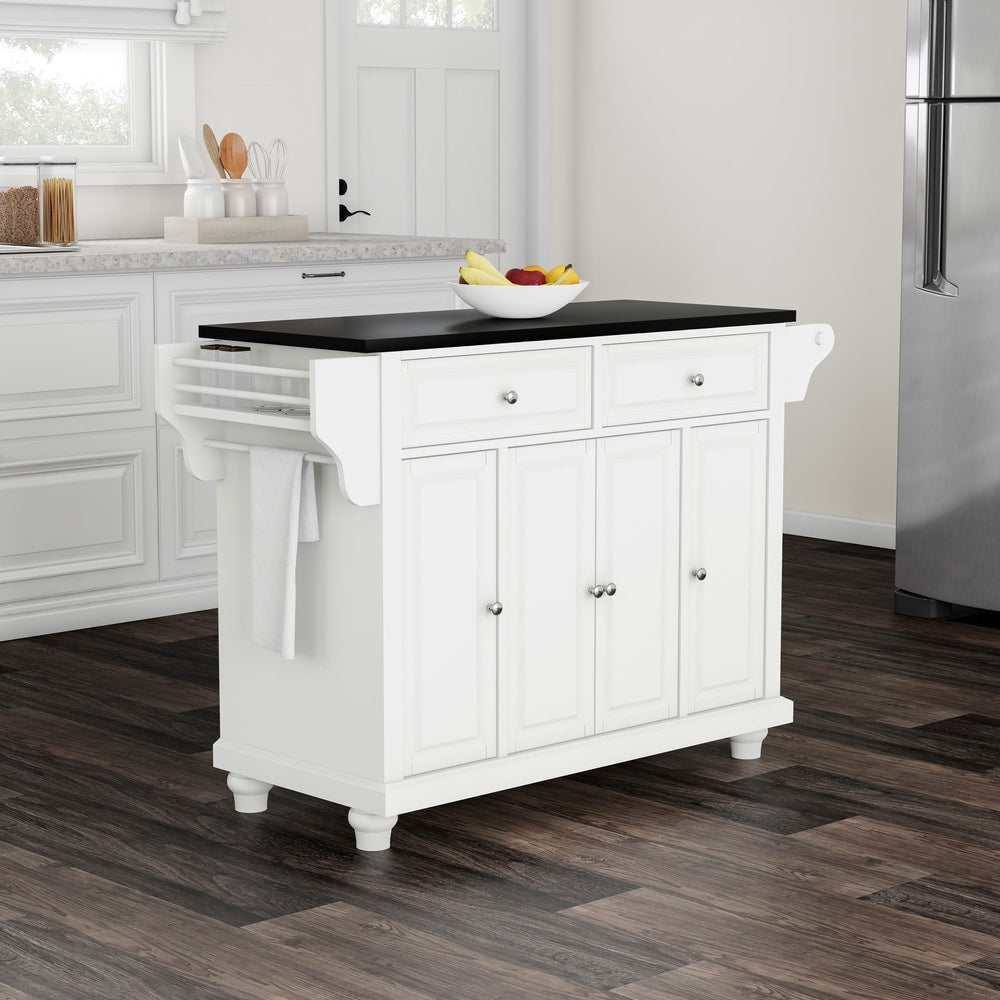Copper Grove Filbert White With Black Granite Top Kitchen Island