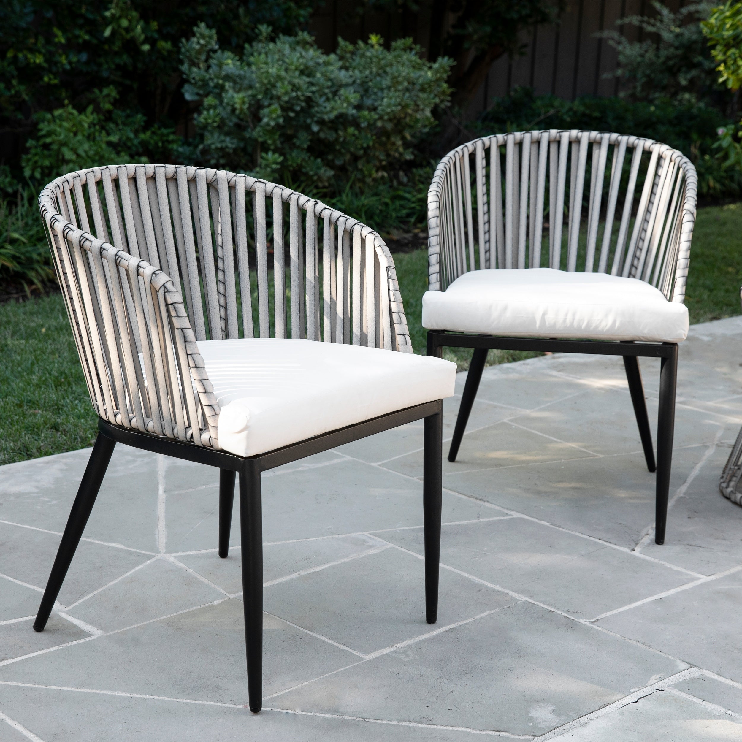 Havenside Home Millie Contemporary Gray Woven Fiber Chairs With Cushions Set Of 2