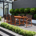 Havenside Home Popham 9 Piece Brown Oval Extendable Patio Dining Set
