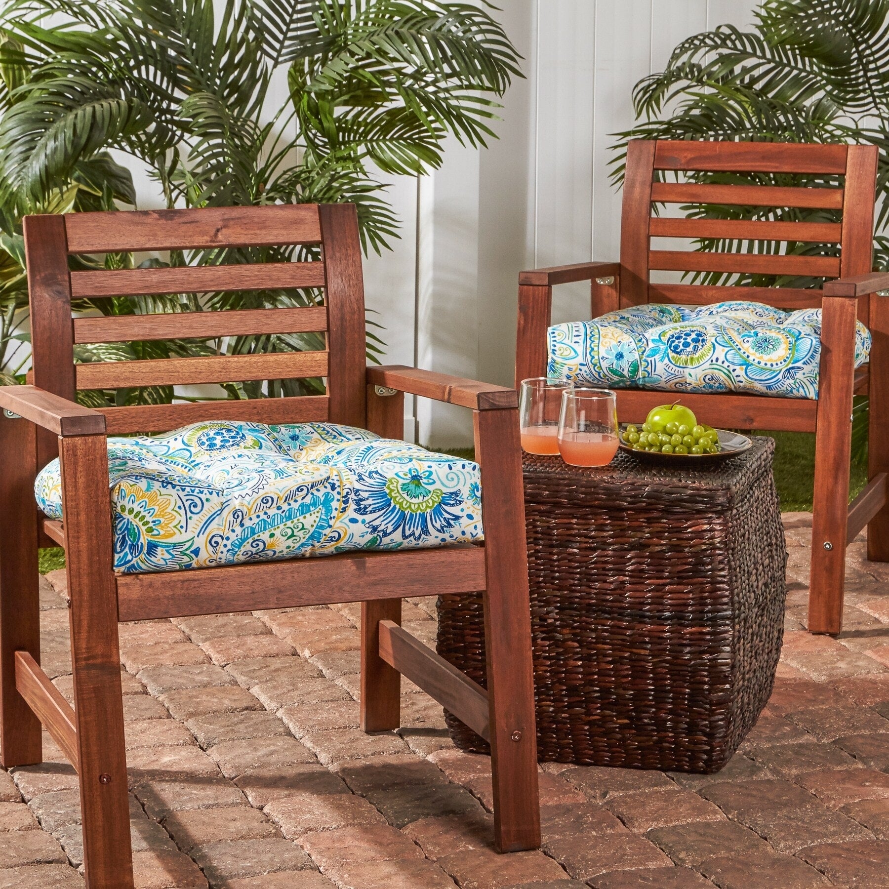 Havenside Home Rosewood Zaragosa 20 Inch Outdoor Painted Paisley Chair Cushion Set Of 2 20L X 20W
