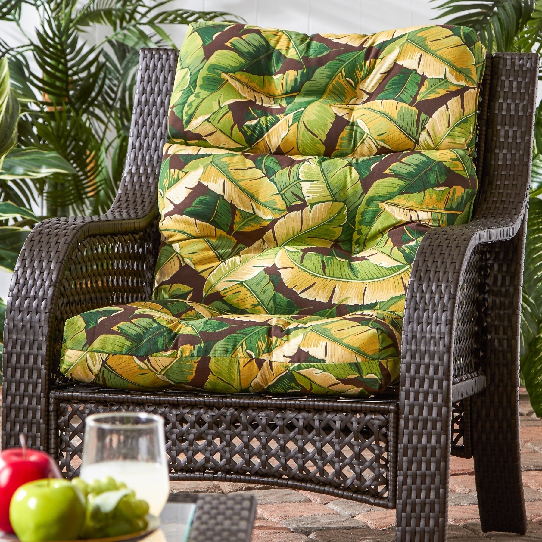 Havenside Home San Elijo Outdoor High Back Palm Leaf Chair Cushion