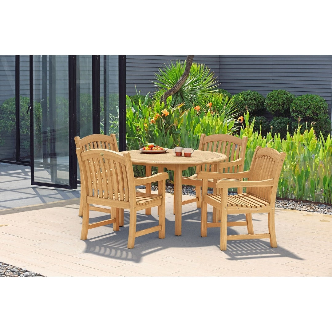 Havenside Home Tottenville 5 Piece Round Light Brown Outdoor Dining Set