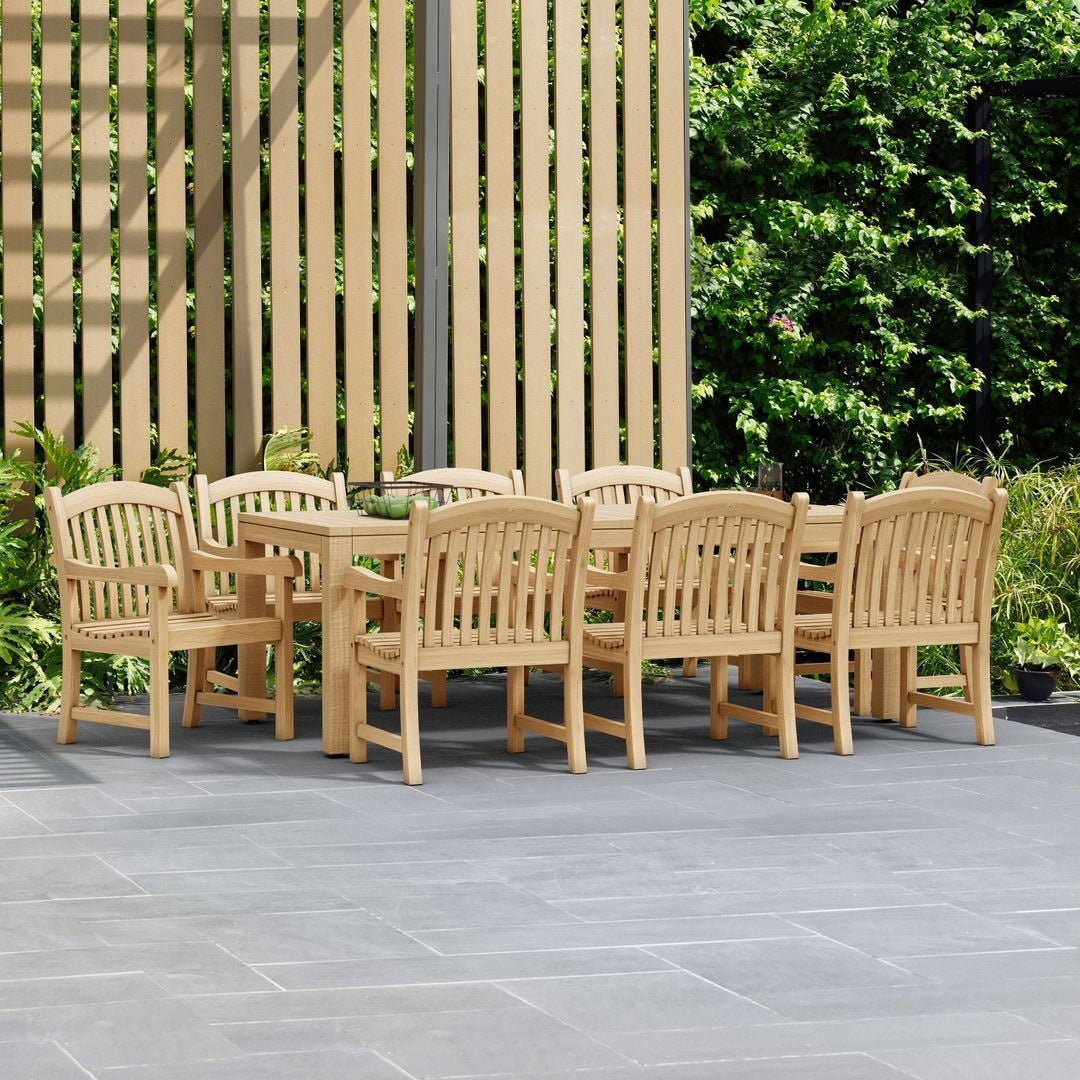 Havenside Home Tottenville 9 Piece Teak Arm Chair Outdoor