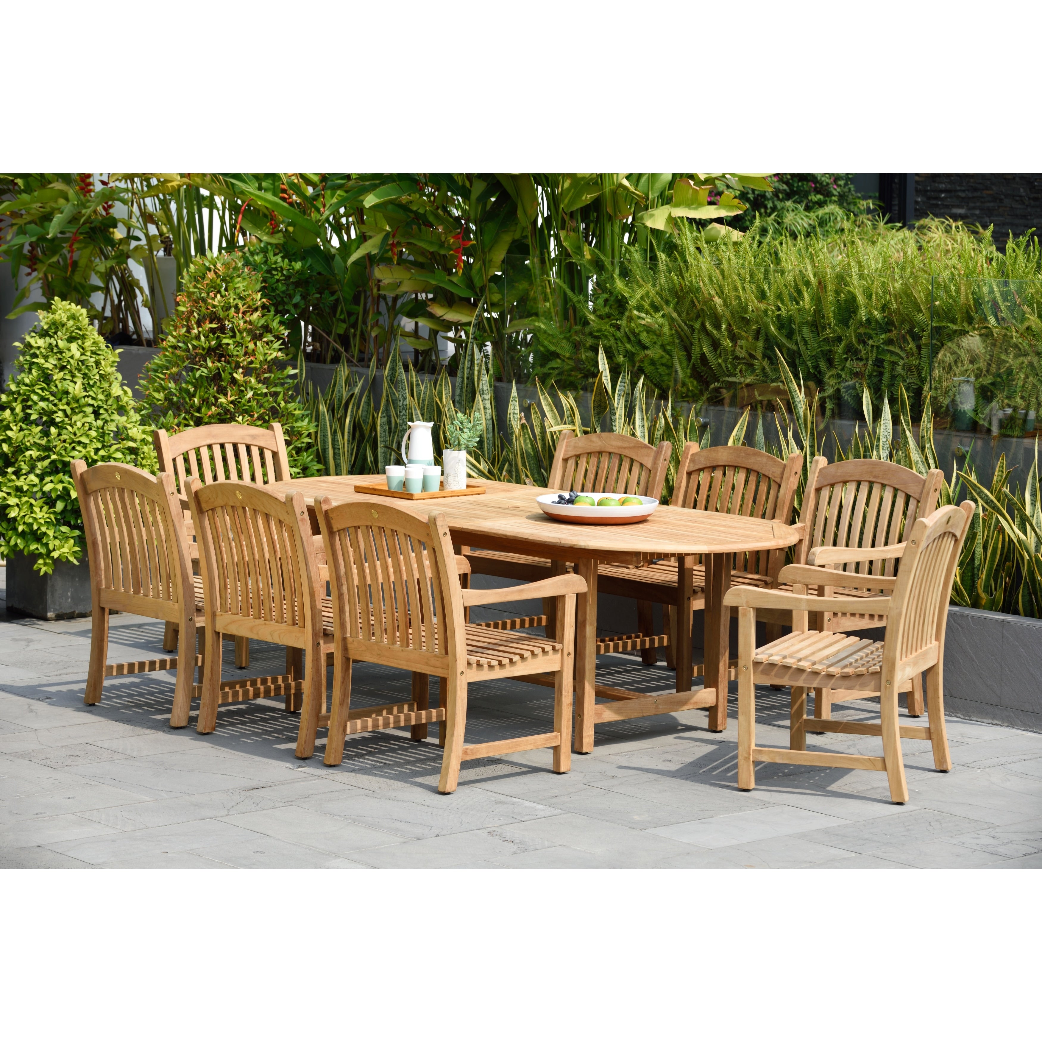 Havenside Home Tottenville Deluxe 9 Piece Teak Dining Set