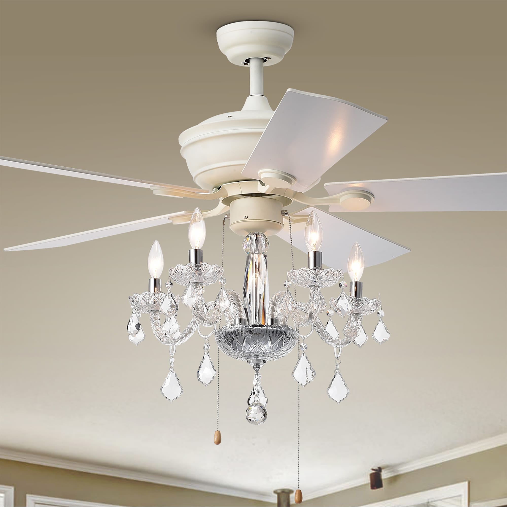 Havorand Ii 5 Light Crystal 5 Blade 52 In. White Ceiling Fan