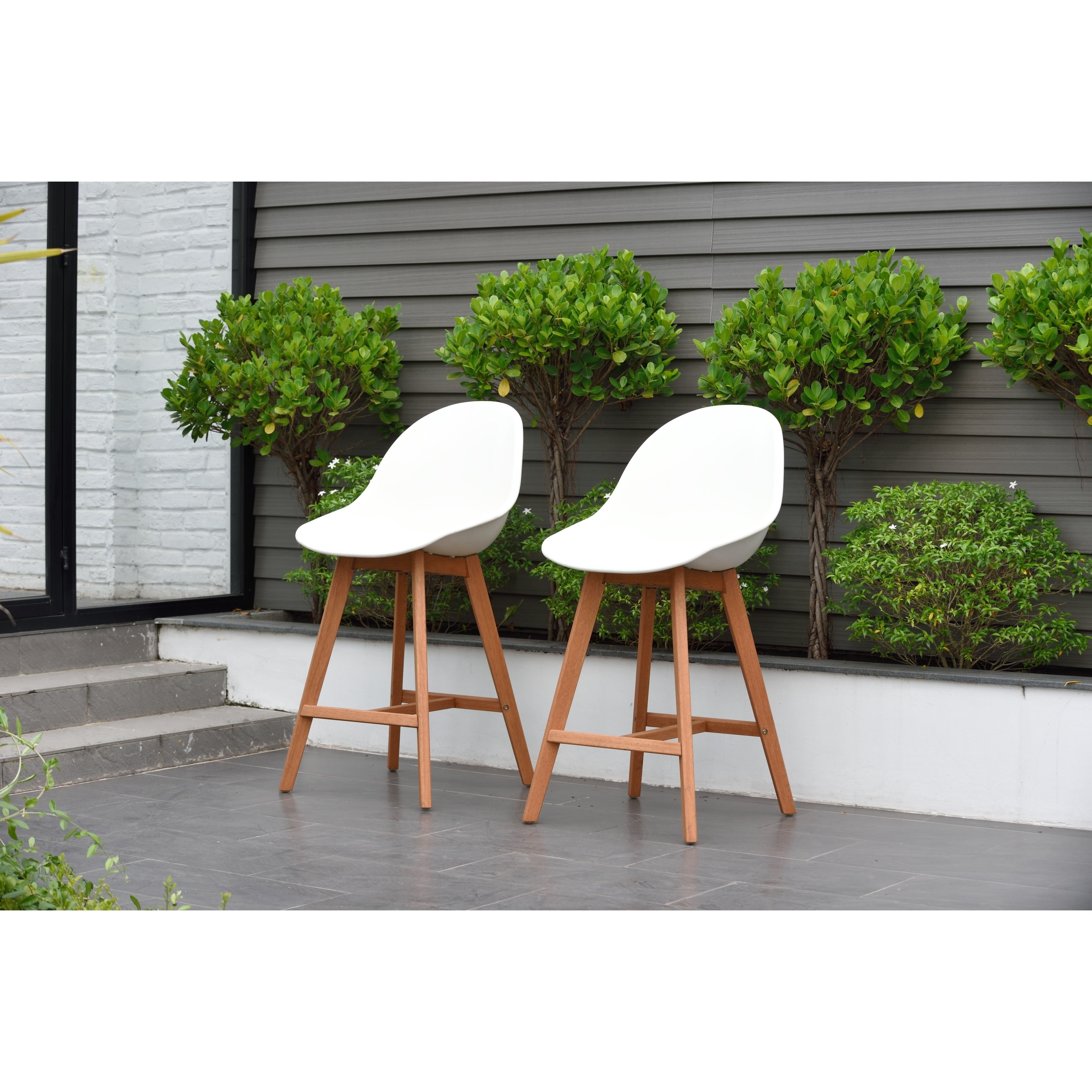 Hawaii Patio Bar Sidestool Set Of 2 Dark Eucalyptus Wood