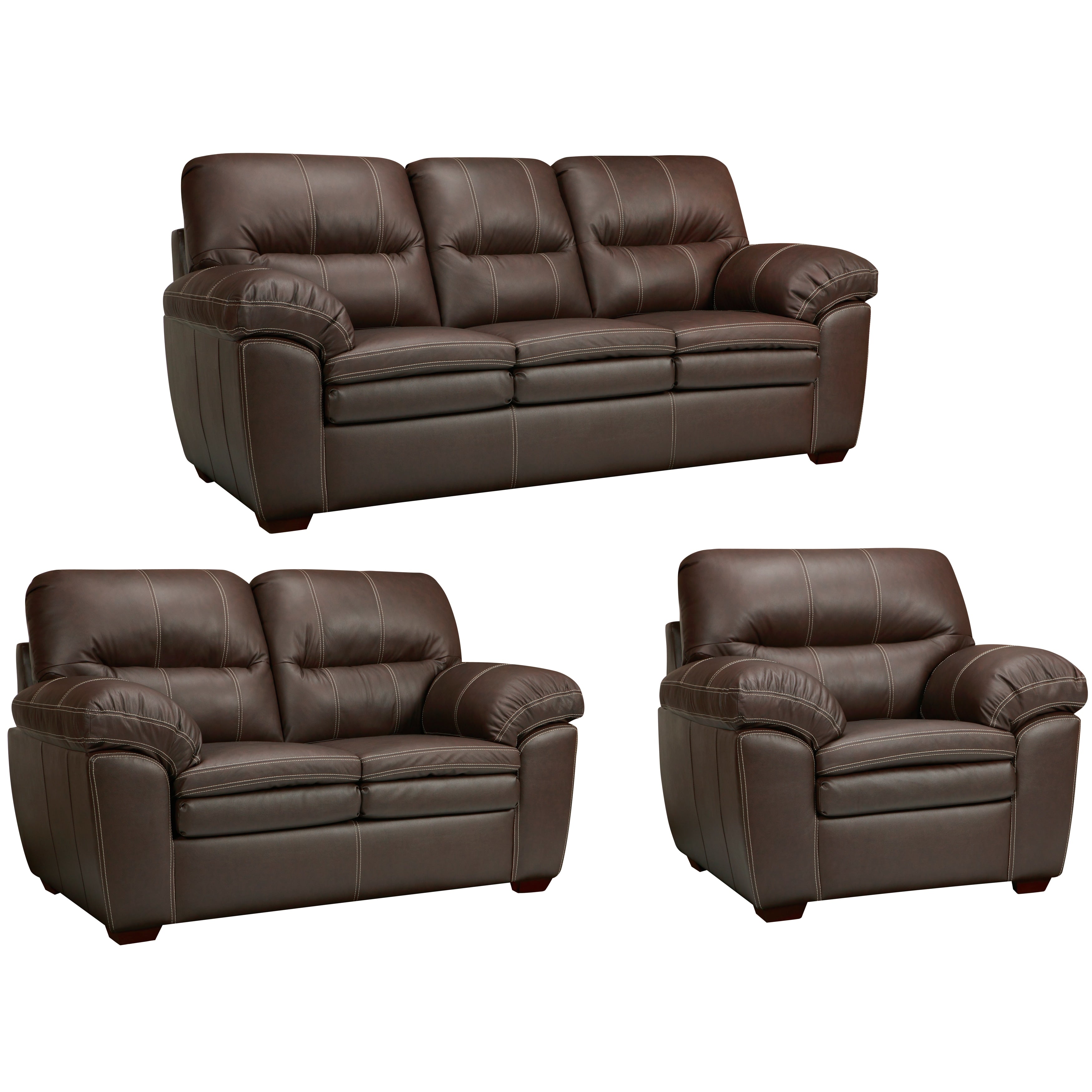 Hawkins Java Brown Italian Leather Sofa Loveseat And Chair