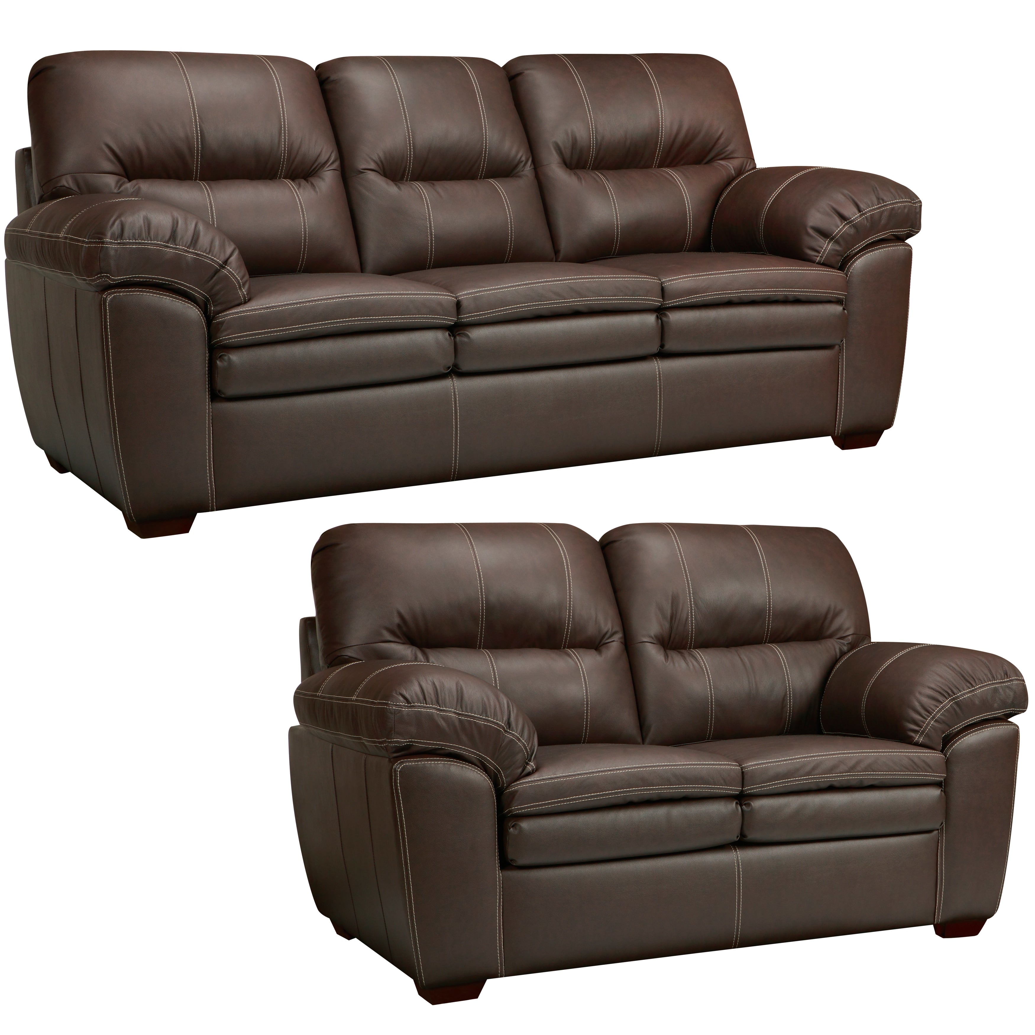 Hawkins Java Brown Italian Leather Sofa And Loveseat