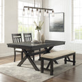 Hayden 4Pc Dining Set Slate Table 2 Chairs Bench
