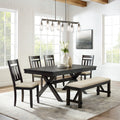Hayden 6Pc Dining Set Slate Table 4 Chairs Bench