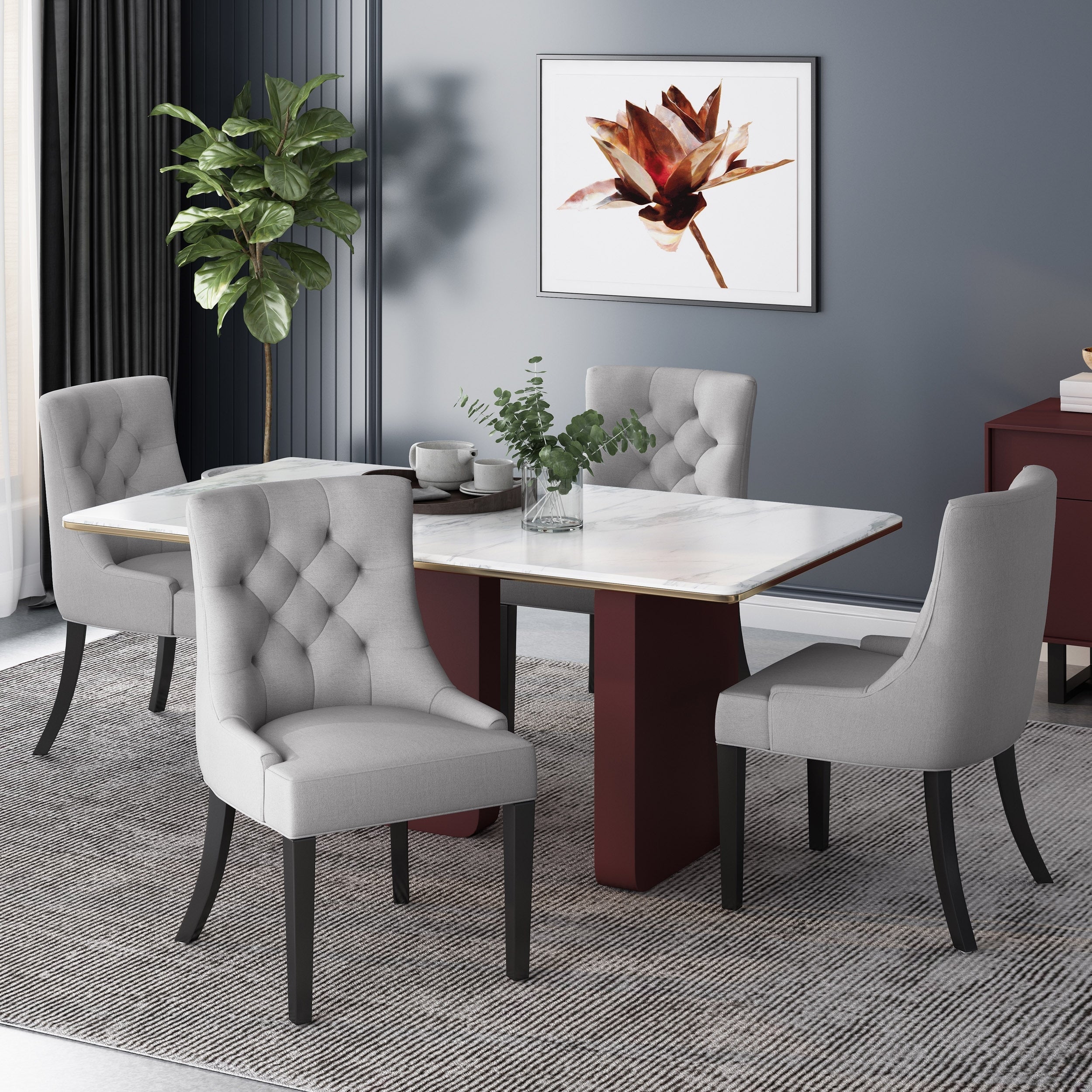 Hayden Contemporary Tufted Fabric Dining Chairs Set Of 4 By Christopher Knight Home