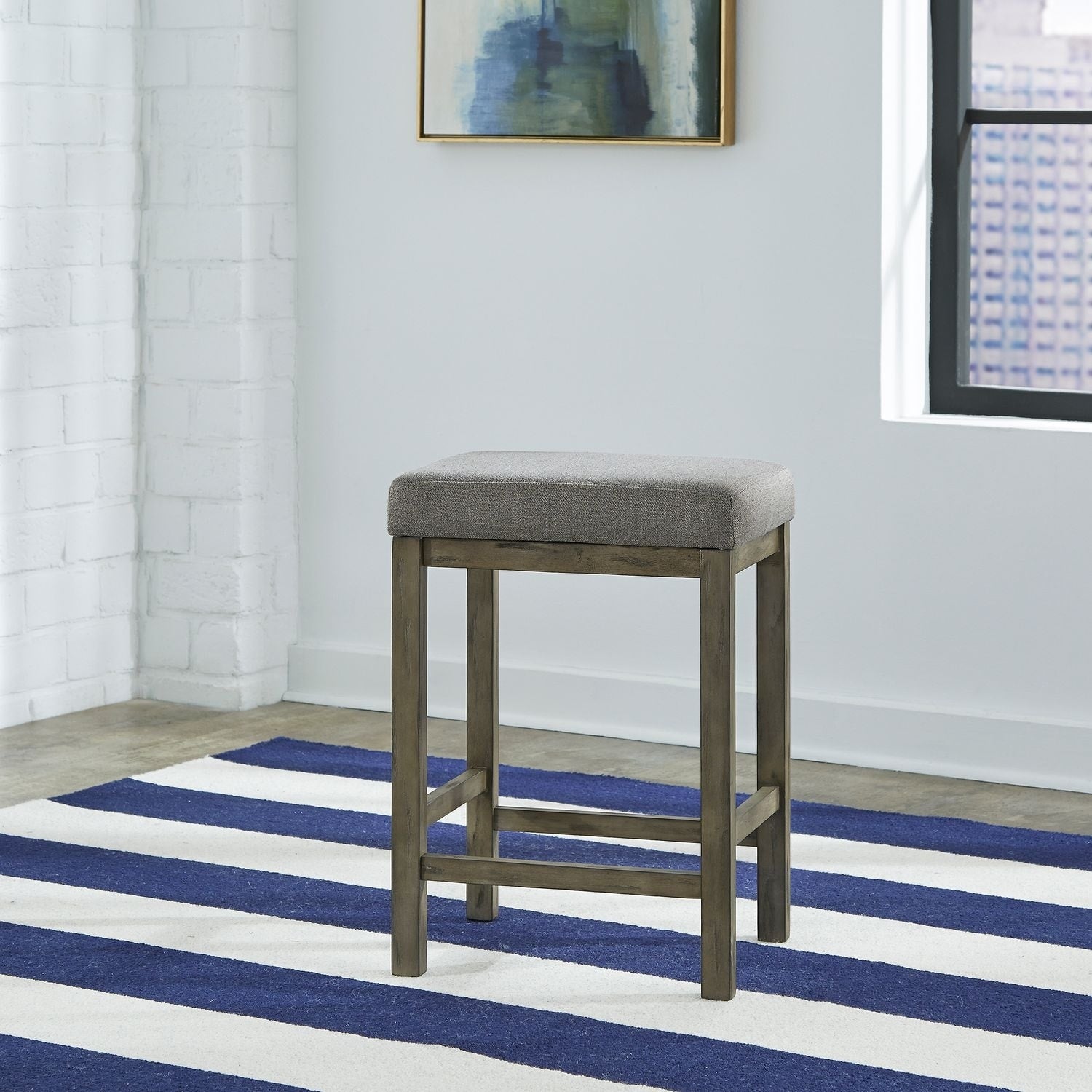 Hayden Way Grey Wash Upholstered Console Stool