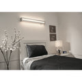 Afx Hayes 4 Feet Satin Nickel Led Overbed Fixture White Acrylic Shade