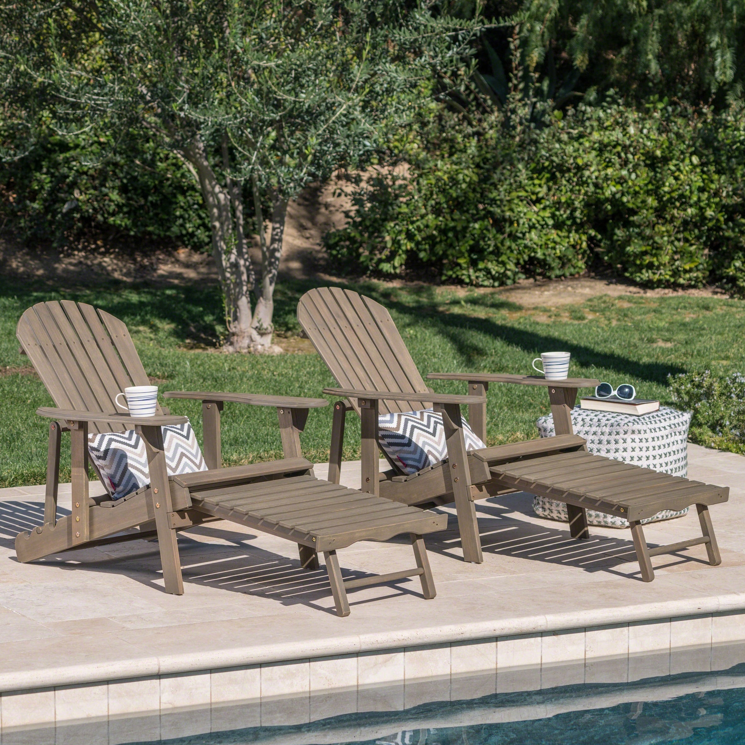 Hayle Outdoor Reclining Wood Adirondack Chair With Footrest Set Of 2 By Christopher Knight Home