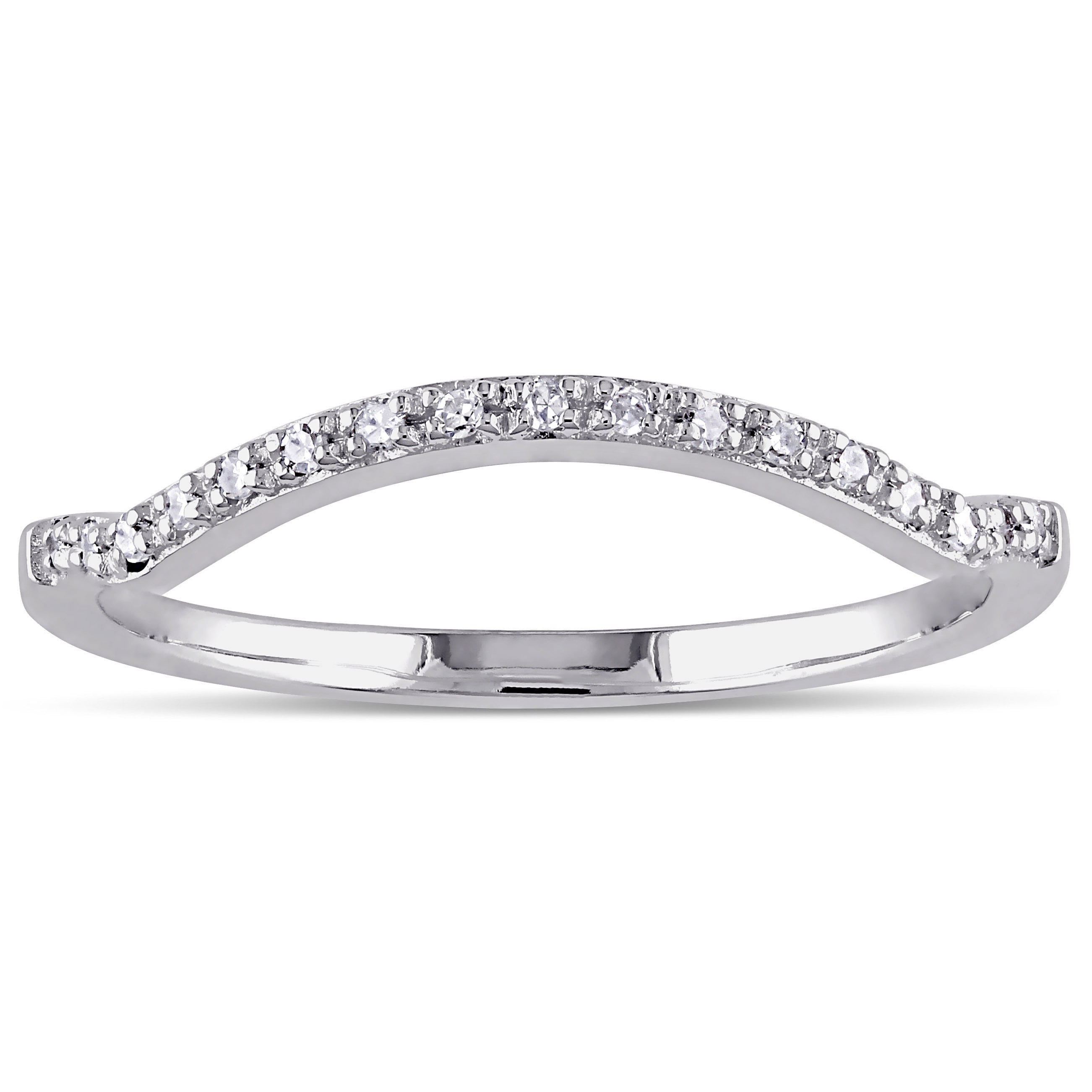 Miadora 10K White Gold Diamond Accent Contour Anniversary Style Stackable Wedding Band G H I1 I2