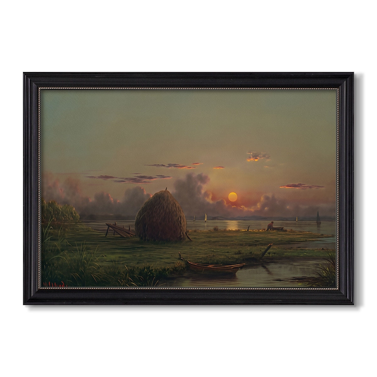 Haystack At Sunset 1880 Martin Johnson Heade Custom Framed Canvas