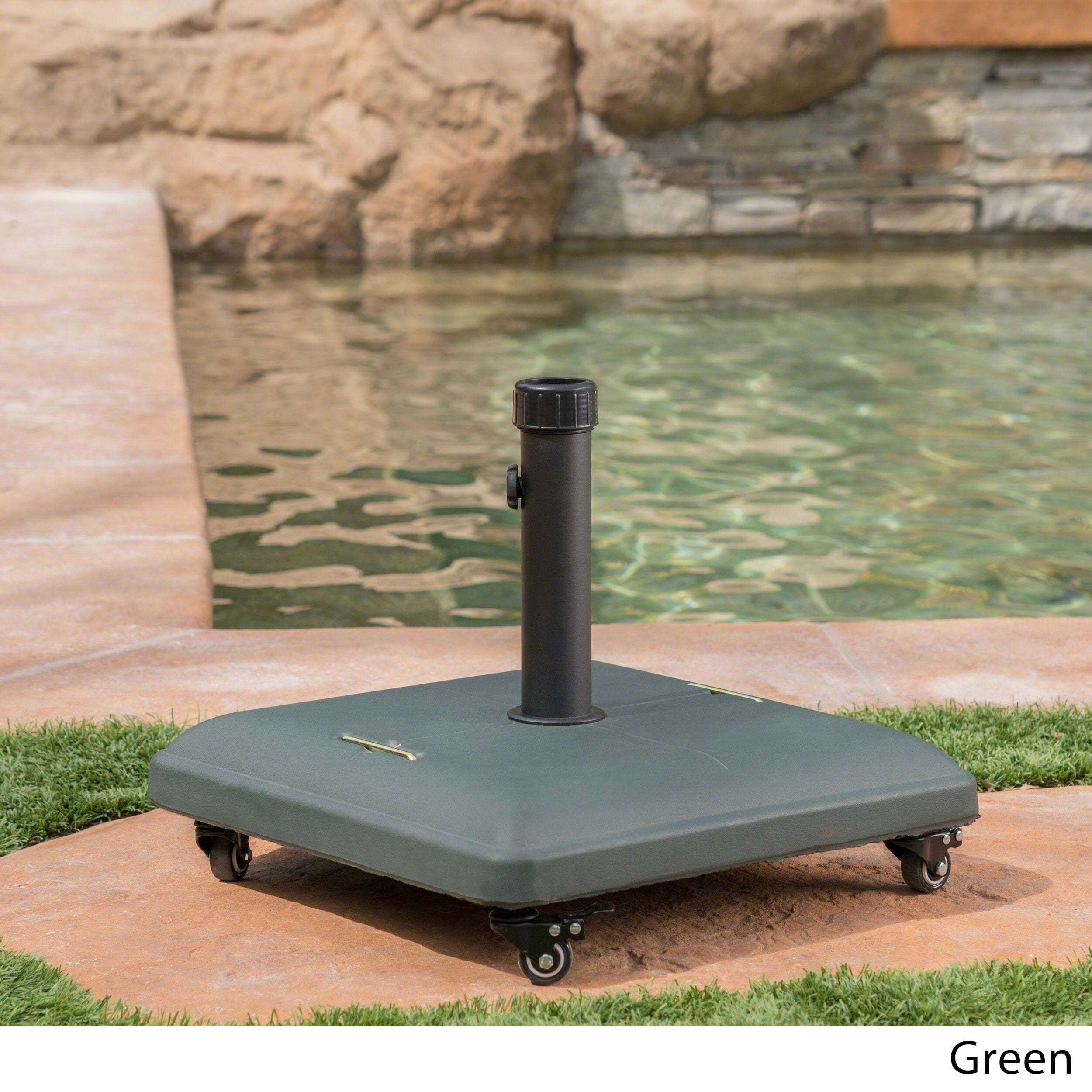 Hayward Outdoor 80 Pound Square Black Steel Umbrella Base Holder With Wheels By Christopher Knight Home