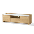 Hazel Oak 62.5 Wide Tv Media Console With Faux Marble Top Manufactured Wood 18.8 H X 62.4 W X 15.5 D