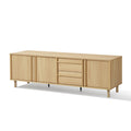 Hazel Oak Manufactured Wood Tv Console With Storage Rubberwood Legs 21.45 H X 70.87 W X 15.75 D