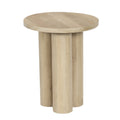 Hazel Side Table With 3 Pillar Legs Handcrafted Natural Brown Mango Wood 17.7 Inch Round Top