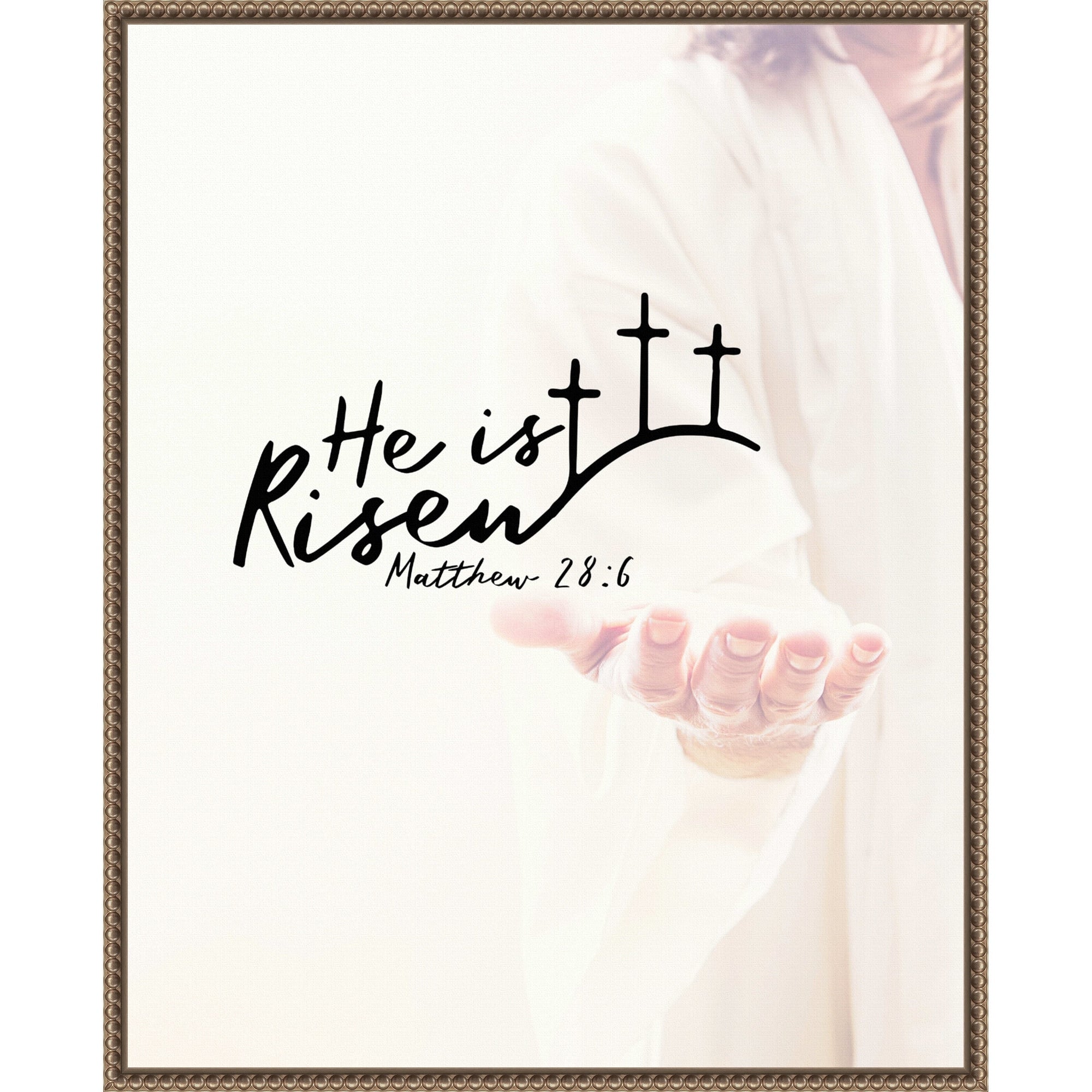 He Is Risen Scripture By Alva Jumath Framed Canvas Wall Art Print