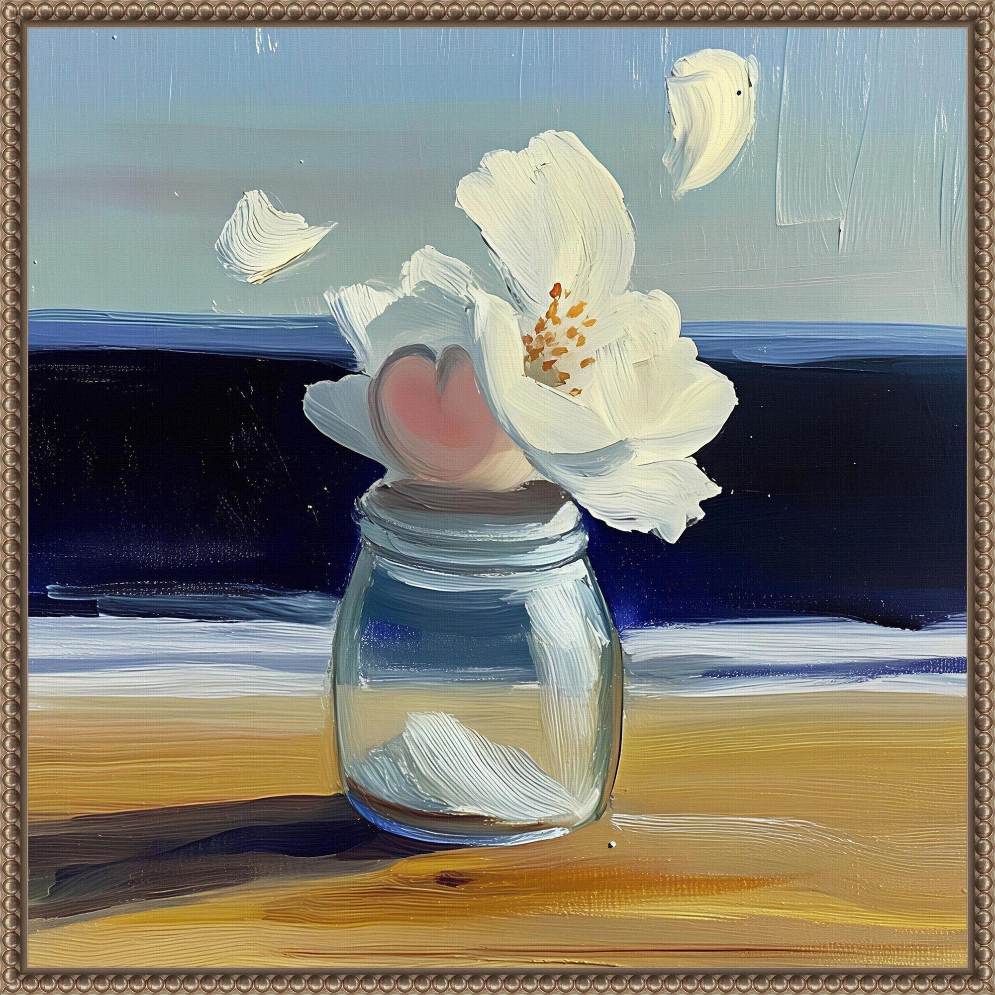 Heart In A Jar By Elena Avanesova Framed Canvas Wall Art Print