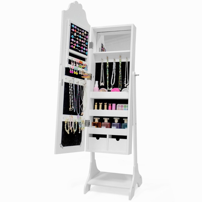 Heart Mdf Kids Jewelry Cabinet In White Jewelry Armoire With 1 Door And 1 Shelf N A