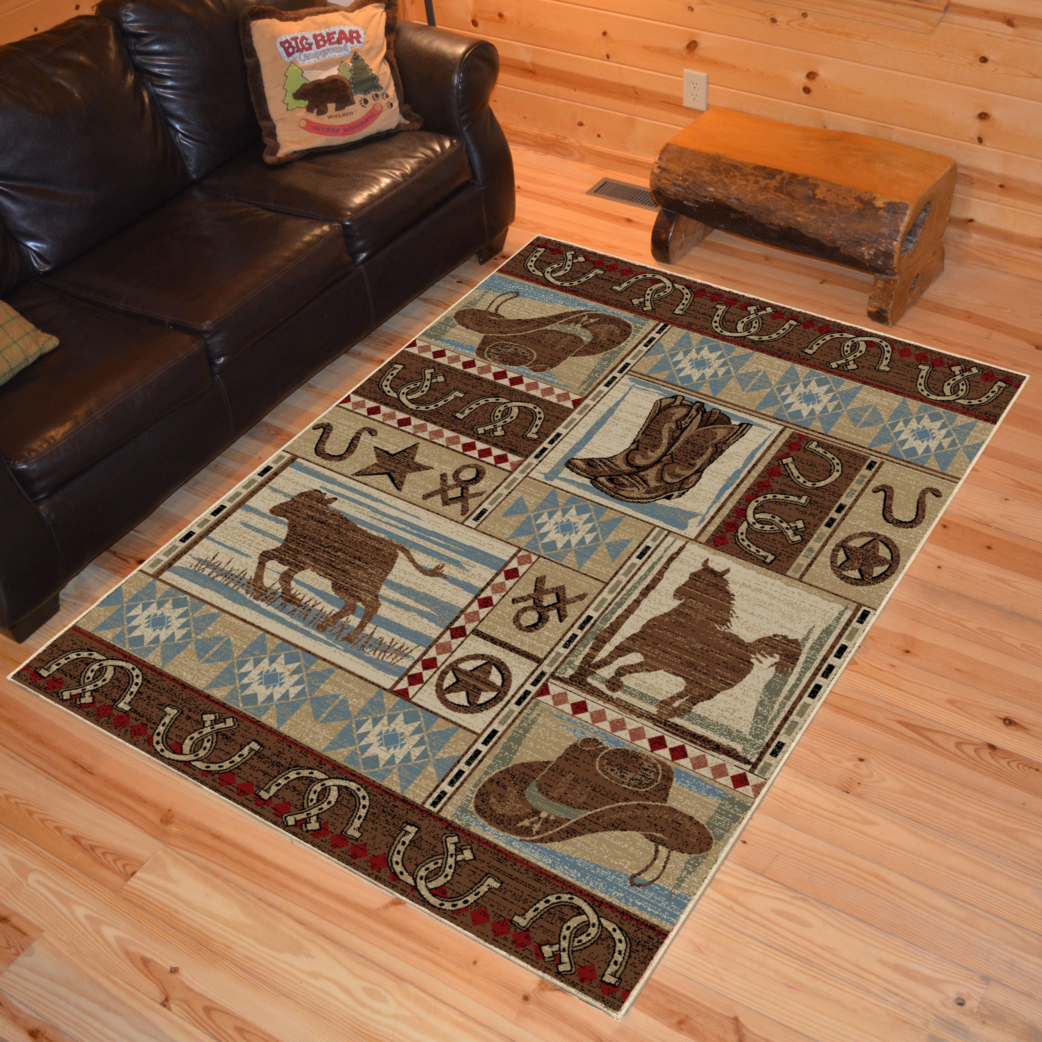 Rodeo Cowboy Roper Western 5X7 Area Rug 53 X73 Multi 53 X 73