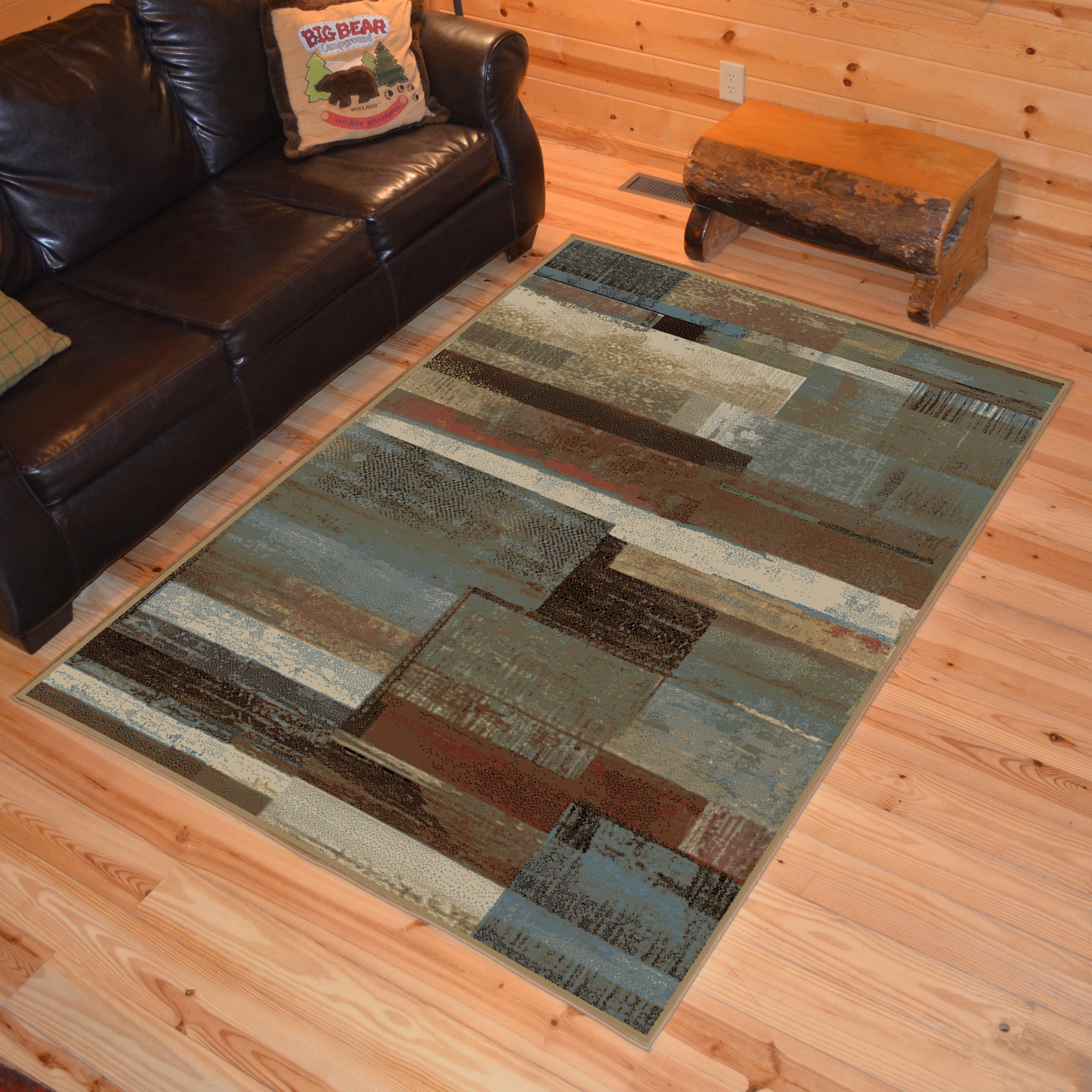 Rustic Lodge Plank Multi Area Rug 53 X 73