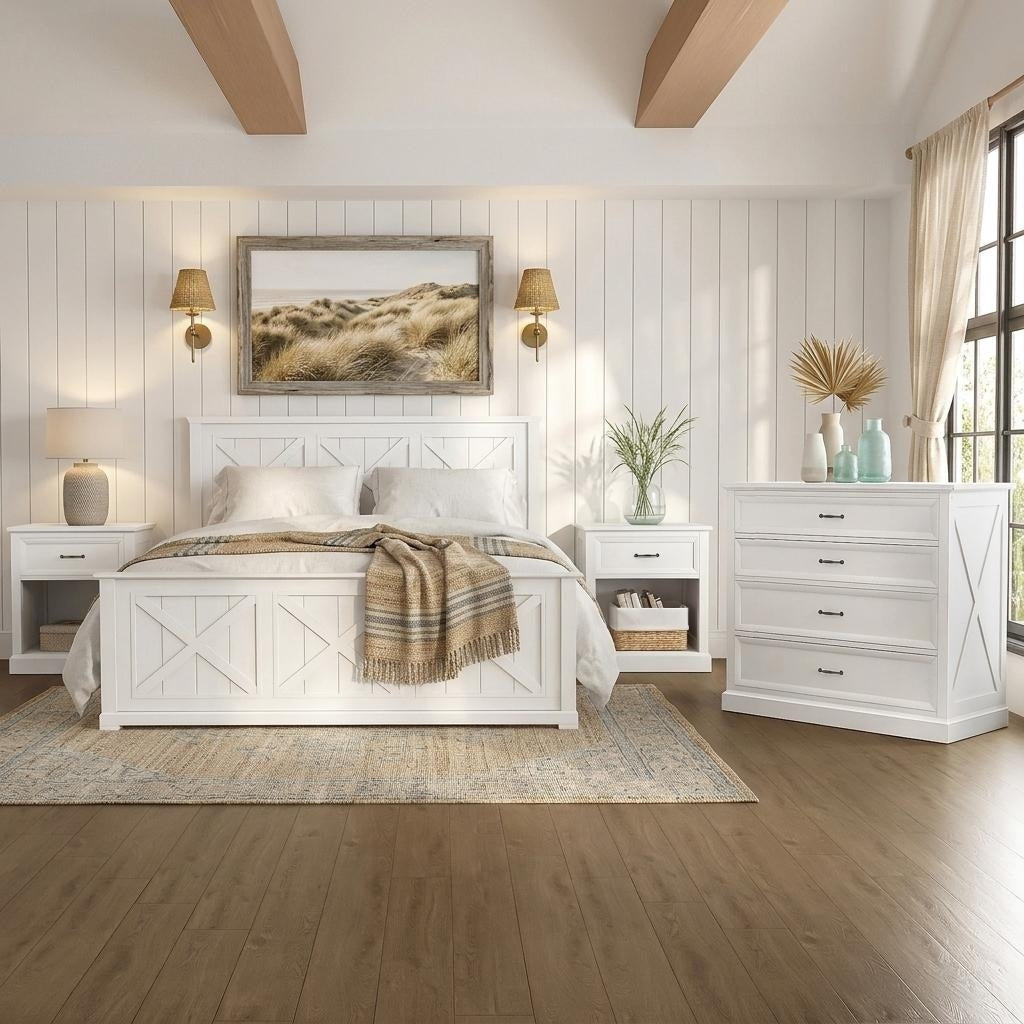 Hearthvale 4 Piece Queen Bedroom Set With Platform Bed 2 Nightstands And 4 Drawer Dresser By Harper Bright Designs