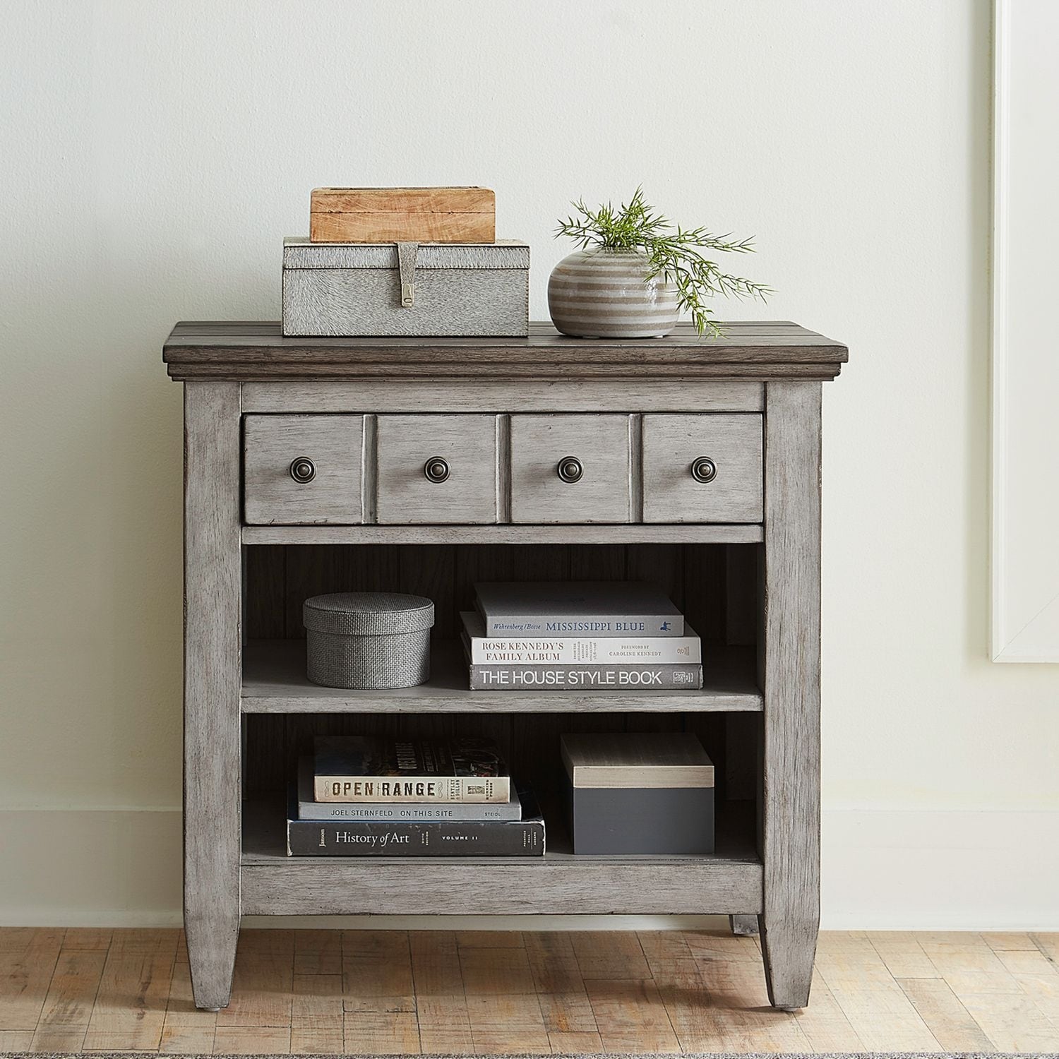 Heartland Antique White 1 Drawer Nightstand With Charging Station