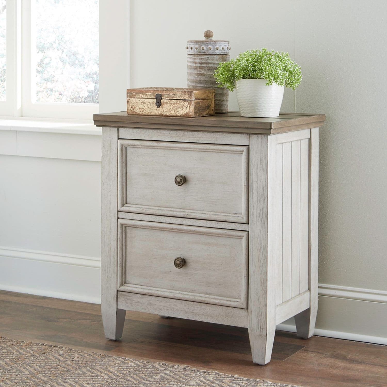 Heartland Antique White 2 Drawer Nightstand