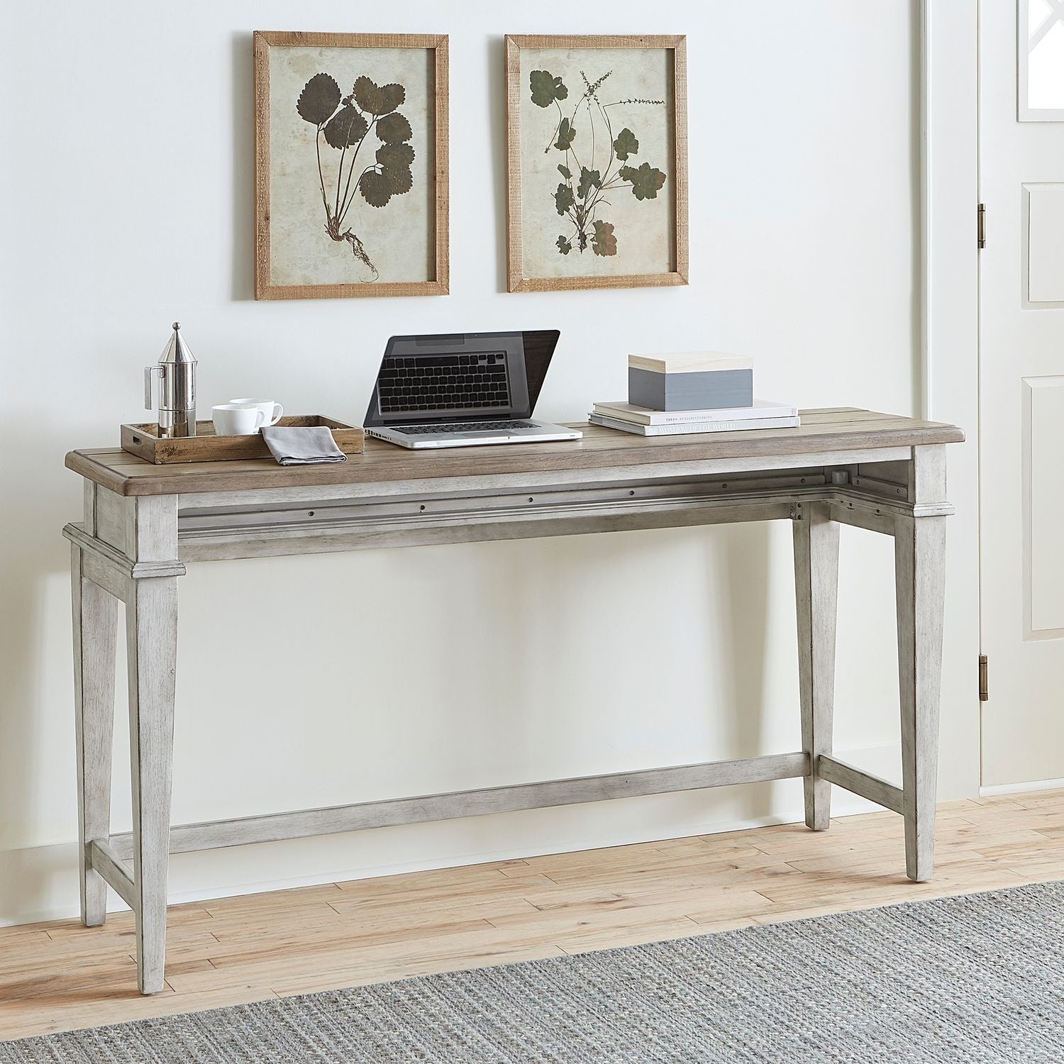 Heartland Antique White Console Bar Table