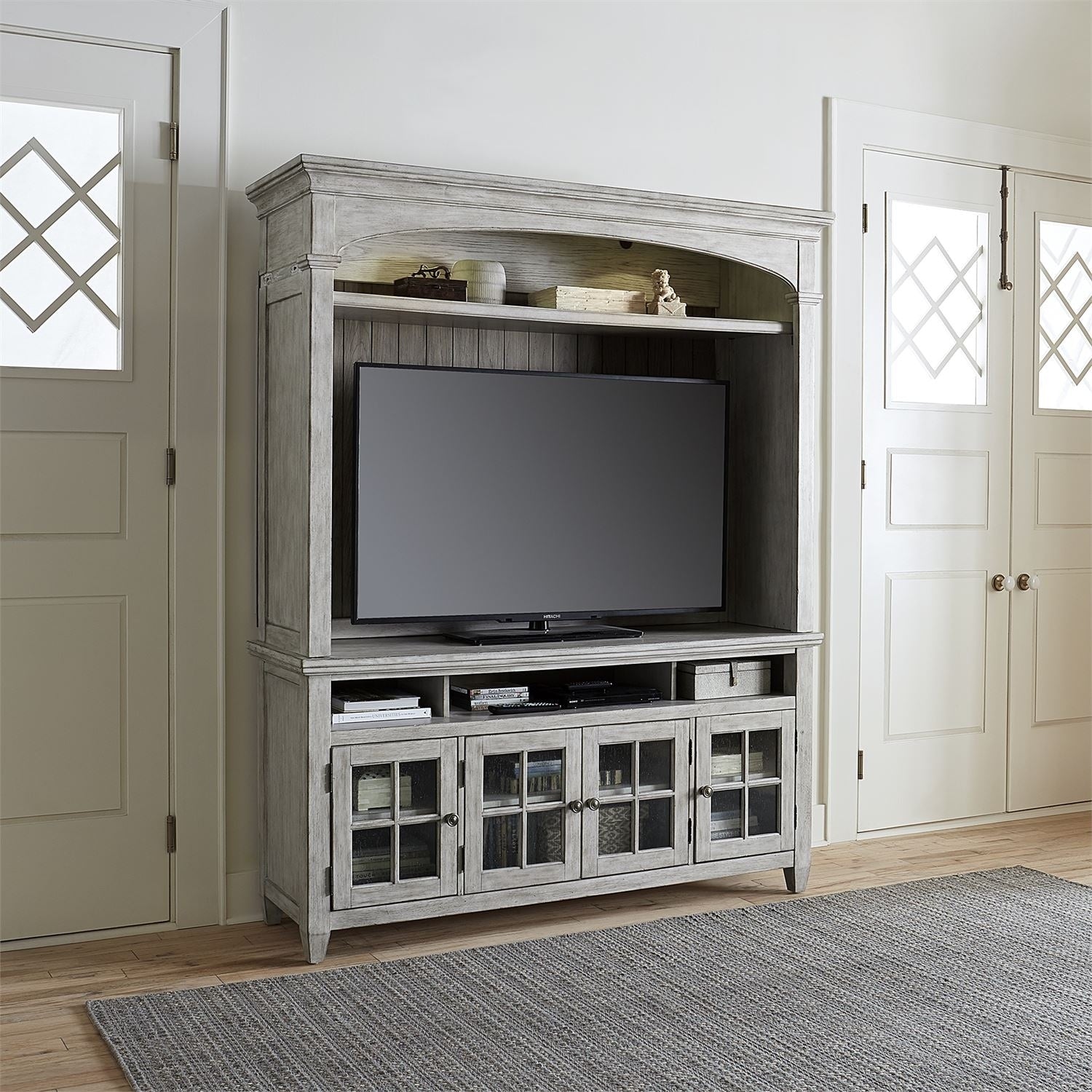Heartland Antique White 2Pc Entertainment Center