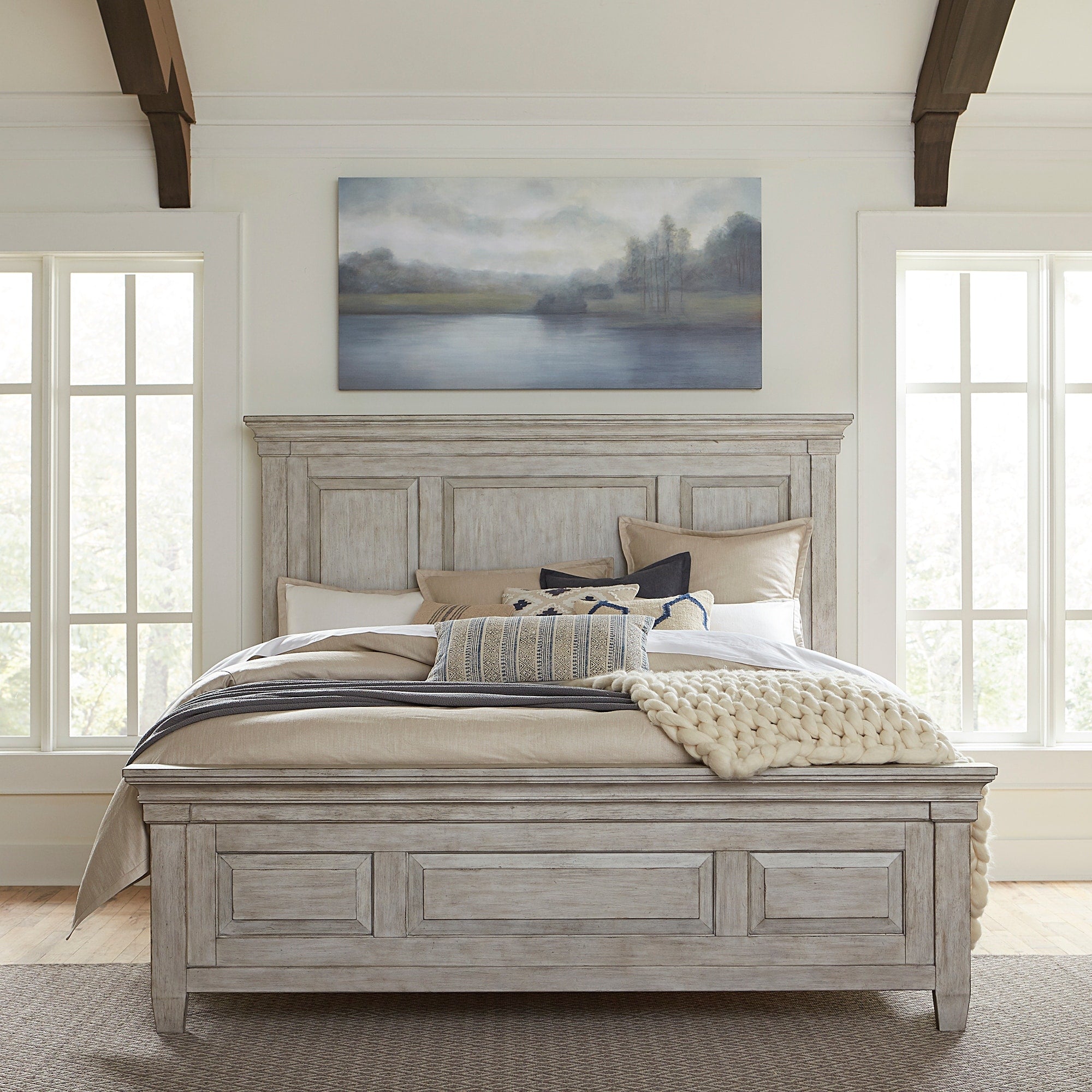 Heartland Antique White King California Panel Bed