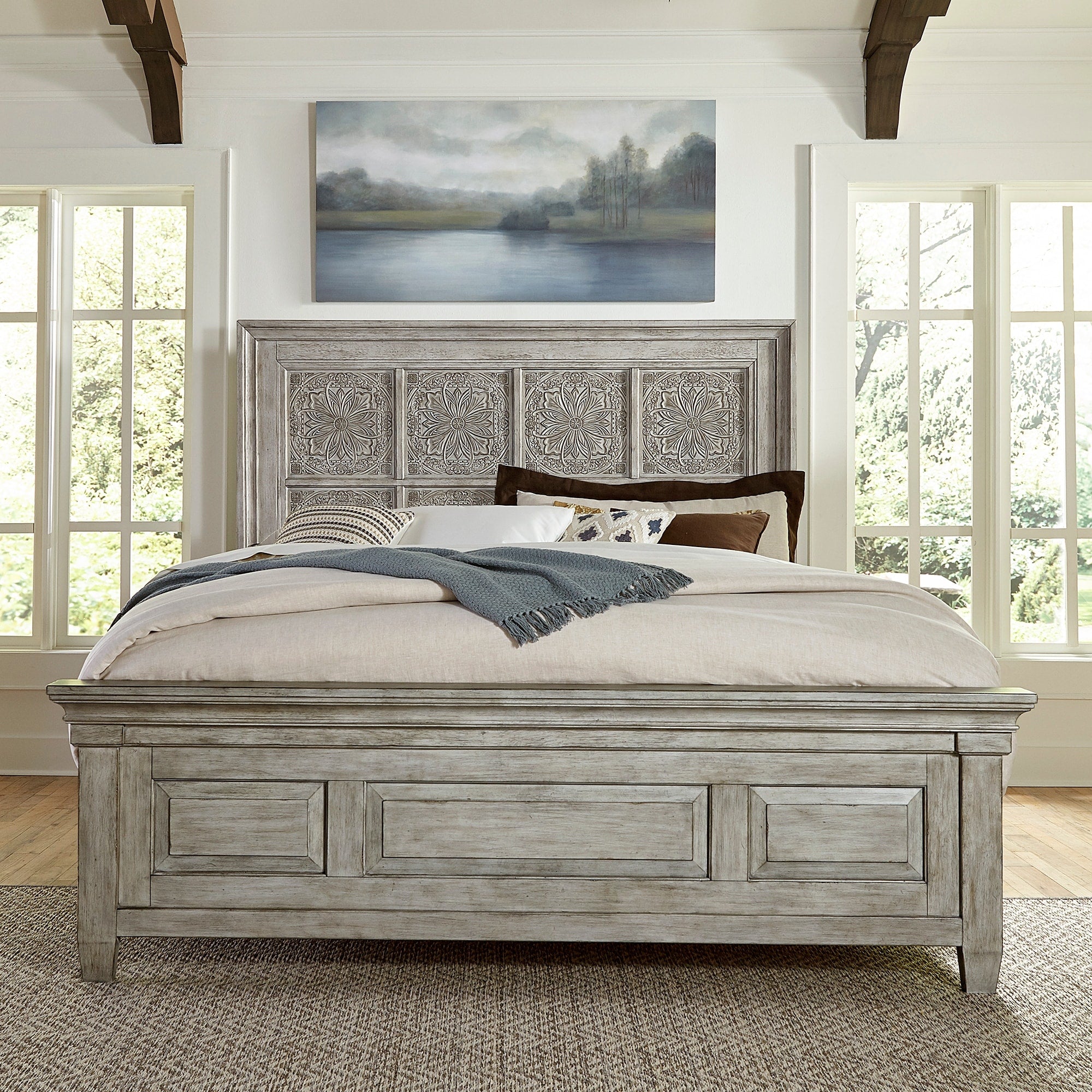 Heartland Antique White Optional King Panel Bed