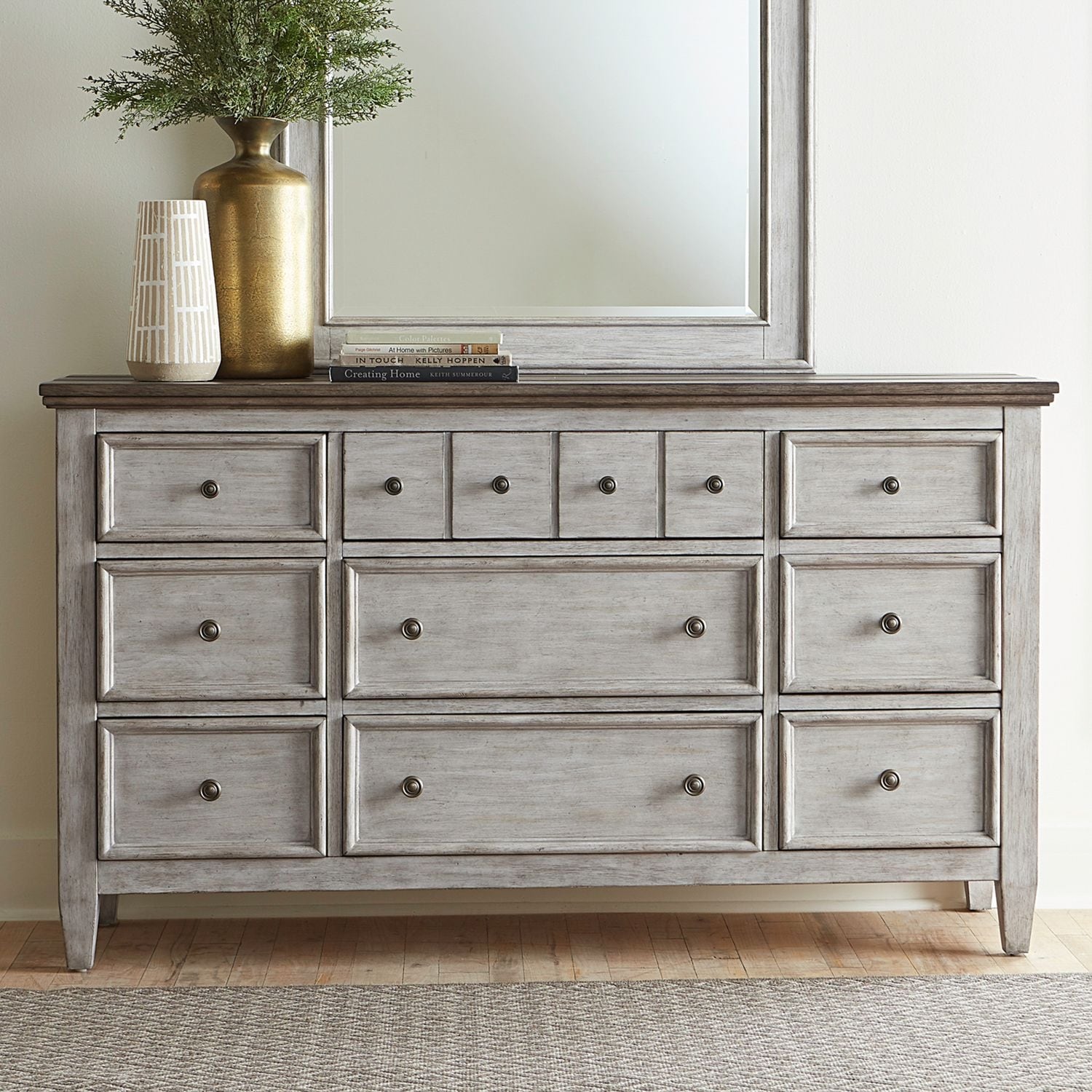 Heartland Antique White And Tobacco 9 Drawer Dresser
