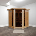 4 Person Hemlock Corner Infrared Sauna With 10 Carbon Heaters