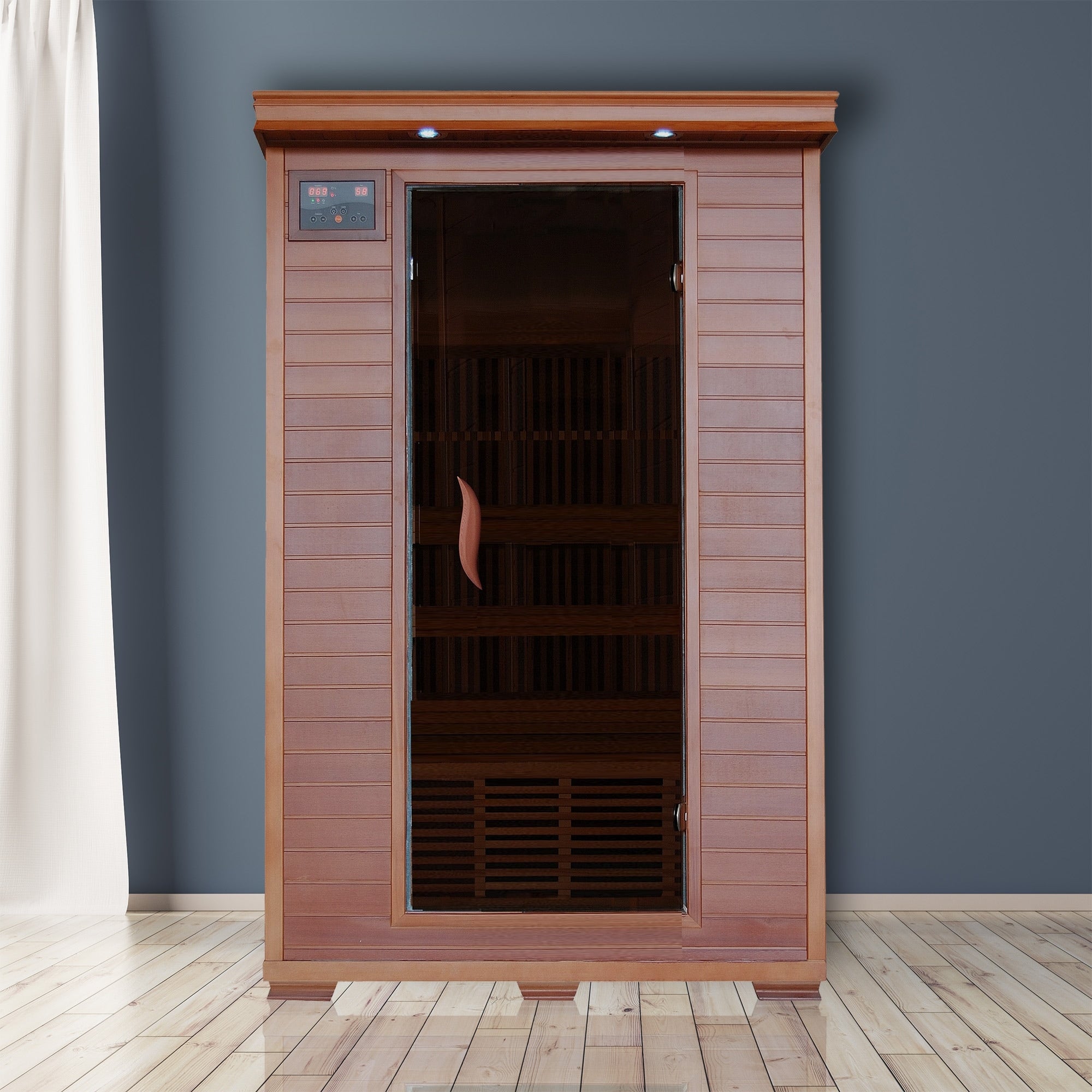 2 Person Infrared Cedar Wood Sauna With Air Purifier Chromotherapy Lighting Music System Carbon Heaters Up To 141 Degrees F