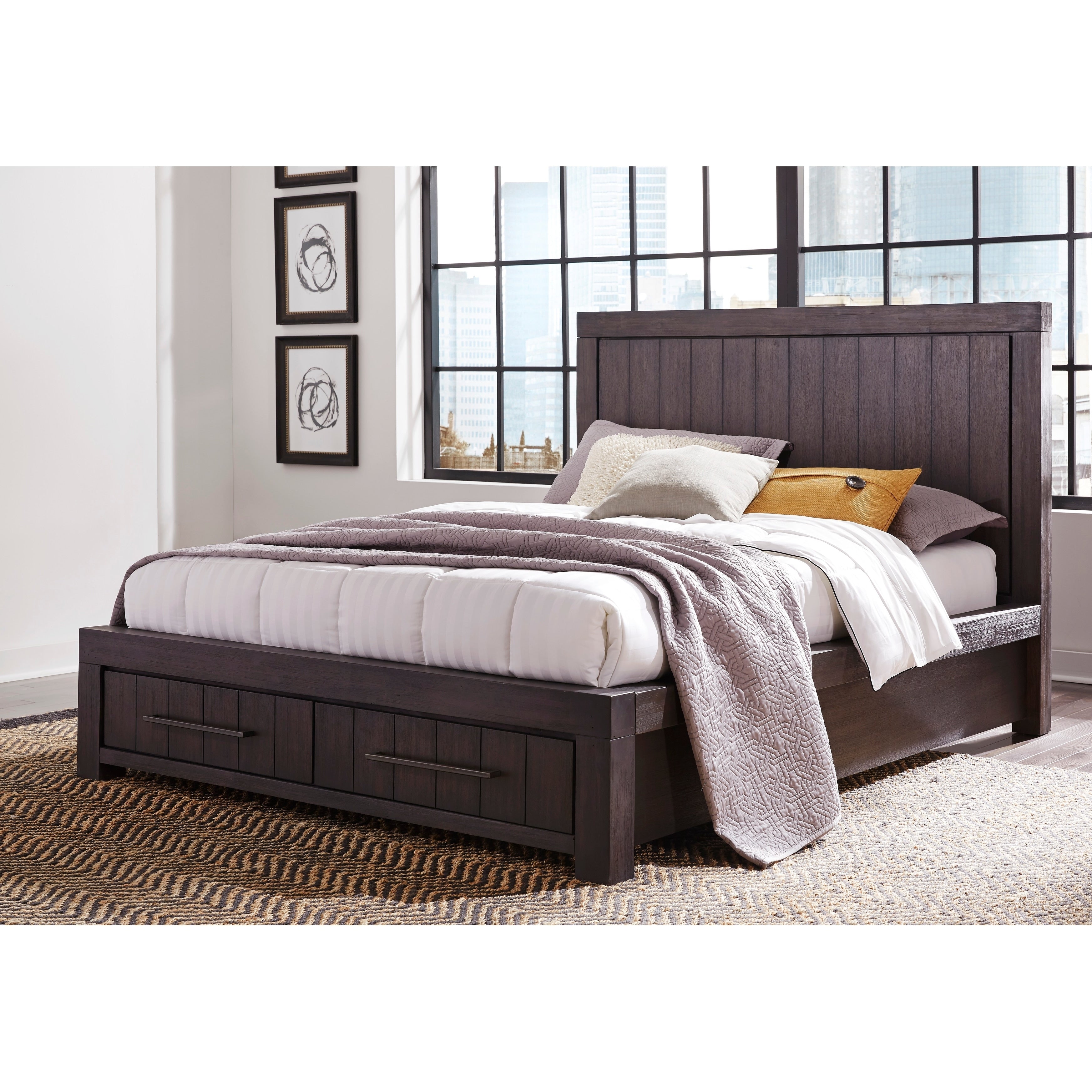 Carbon Loft Boa King Size Two Drawer Storage Bed In Basalt Grey