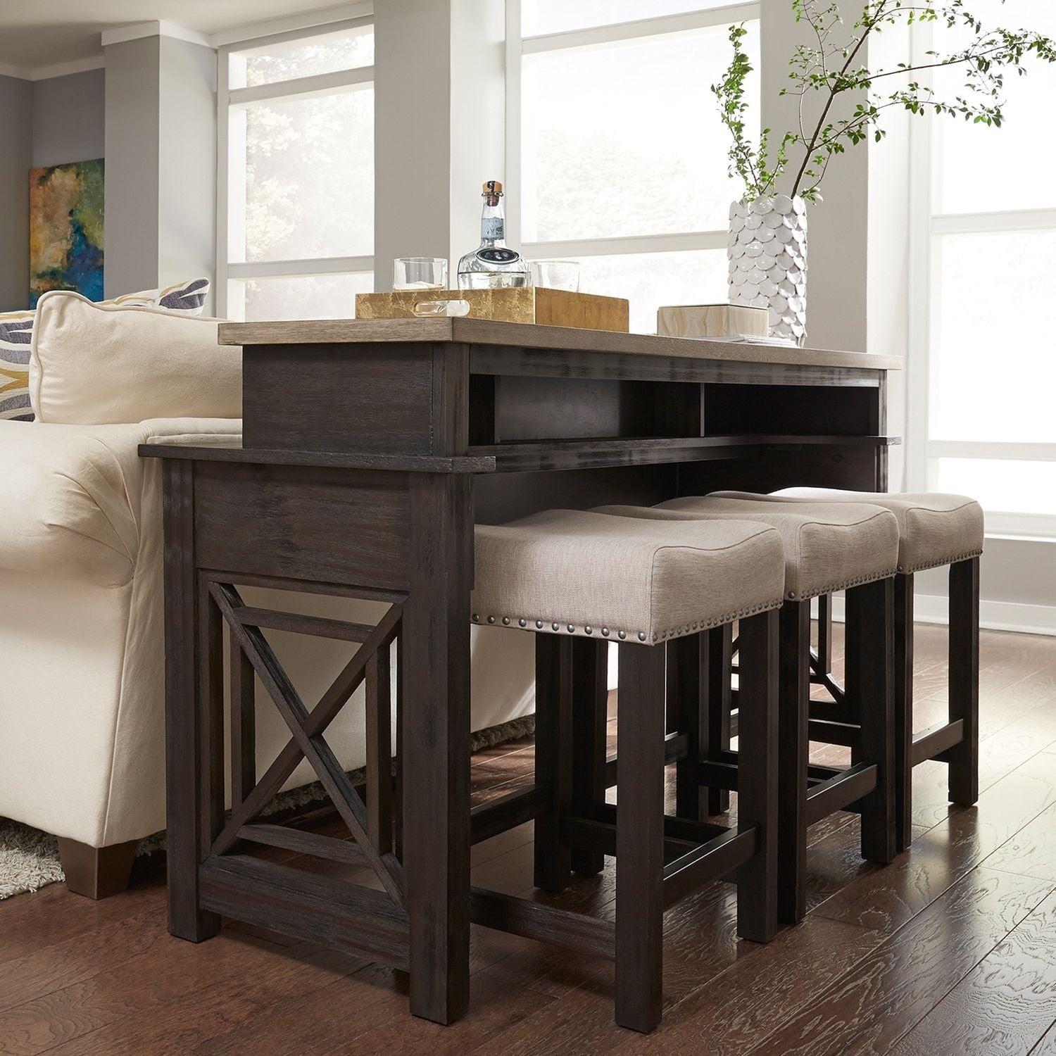 Heatherbrook Charcoal And Ash 4 Piece Console Set
