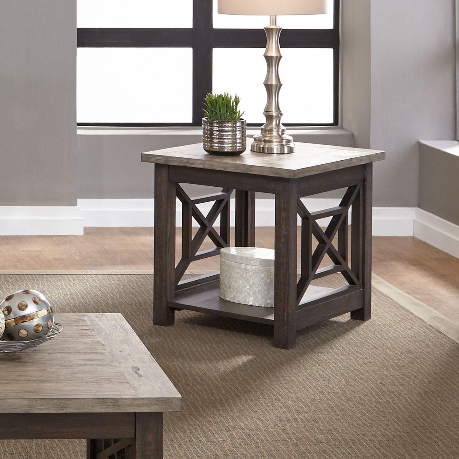 Heatherbrook Charcoal And Ash End Table